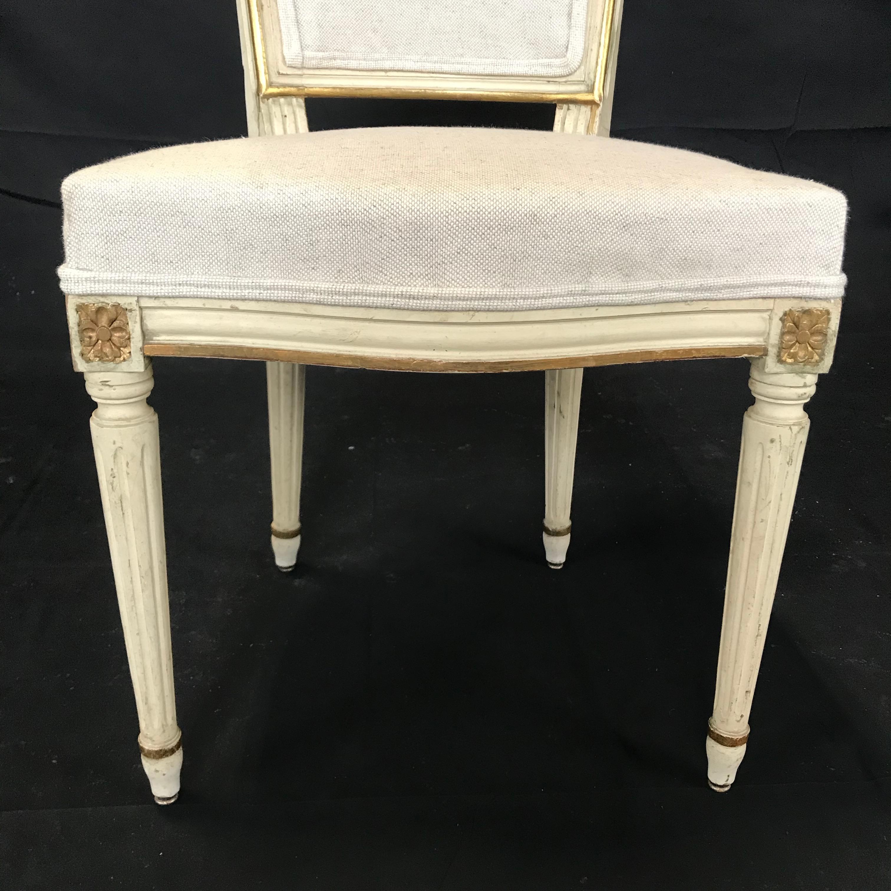 Set of Six Antique Painted Louis XVI Gustavian Style Dining Chairs 5