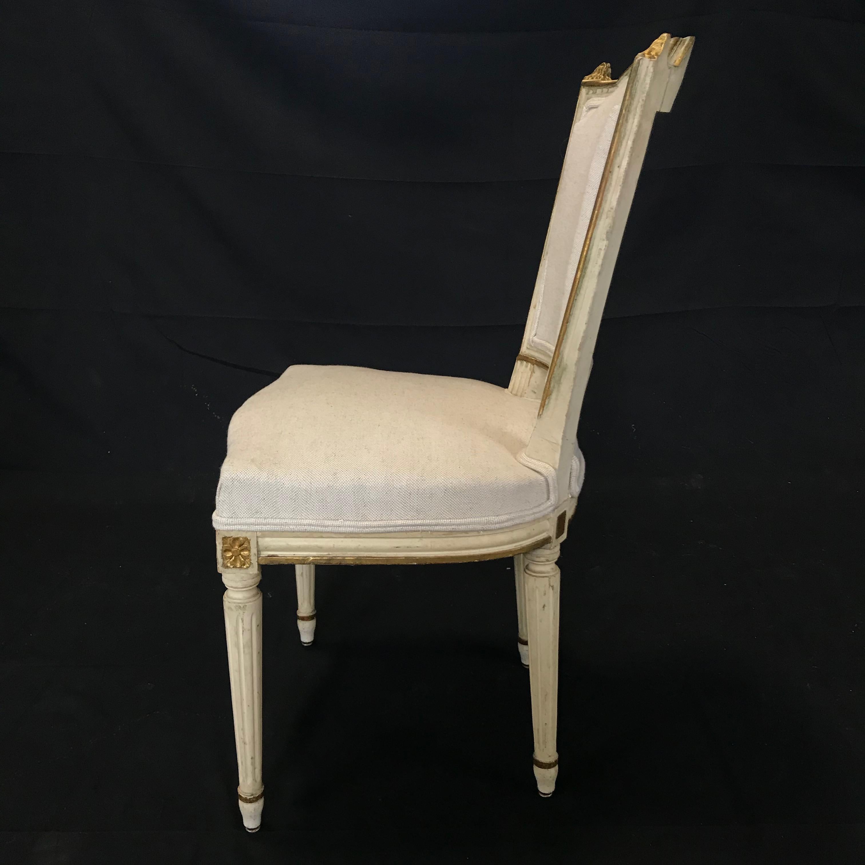 Set of Six Antique Painted Louis XVI Gustavian Style Dining Chairs 6