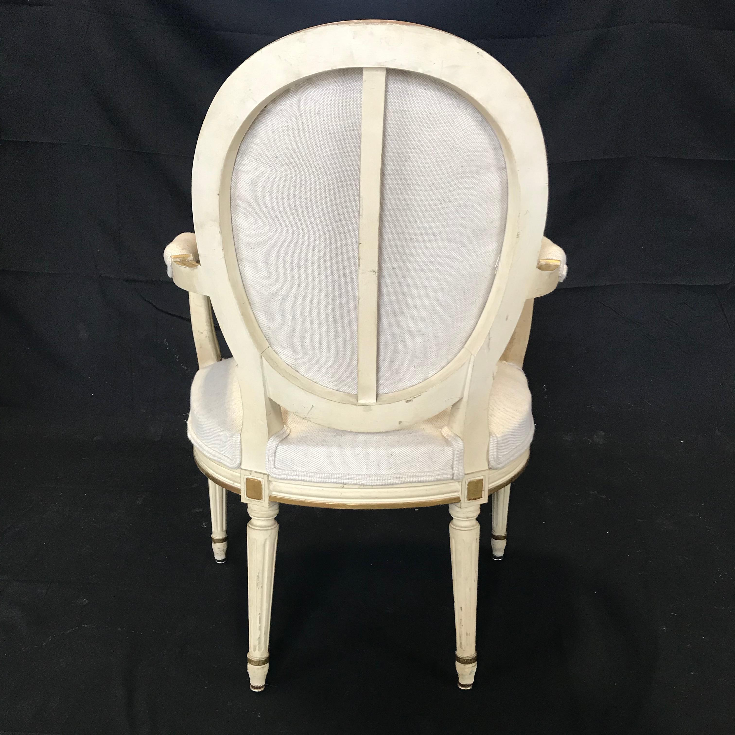 Set of Six Antique Painted Louis XVI Gustavian Style Dining Chairs 1