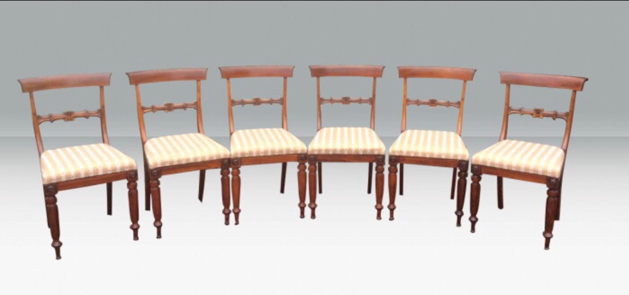 Early 19th Century Set of Six Antique Period Regency Rosewood Dining Chairs