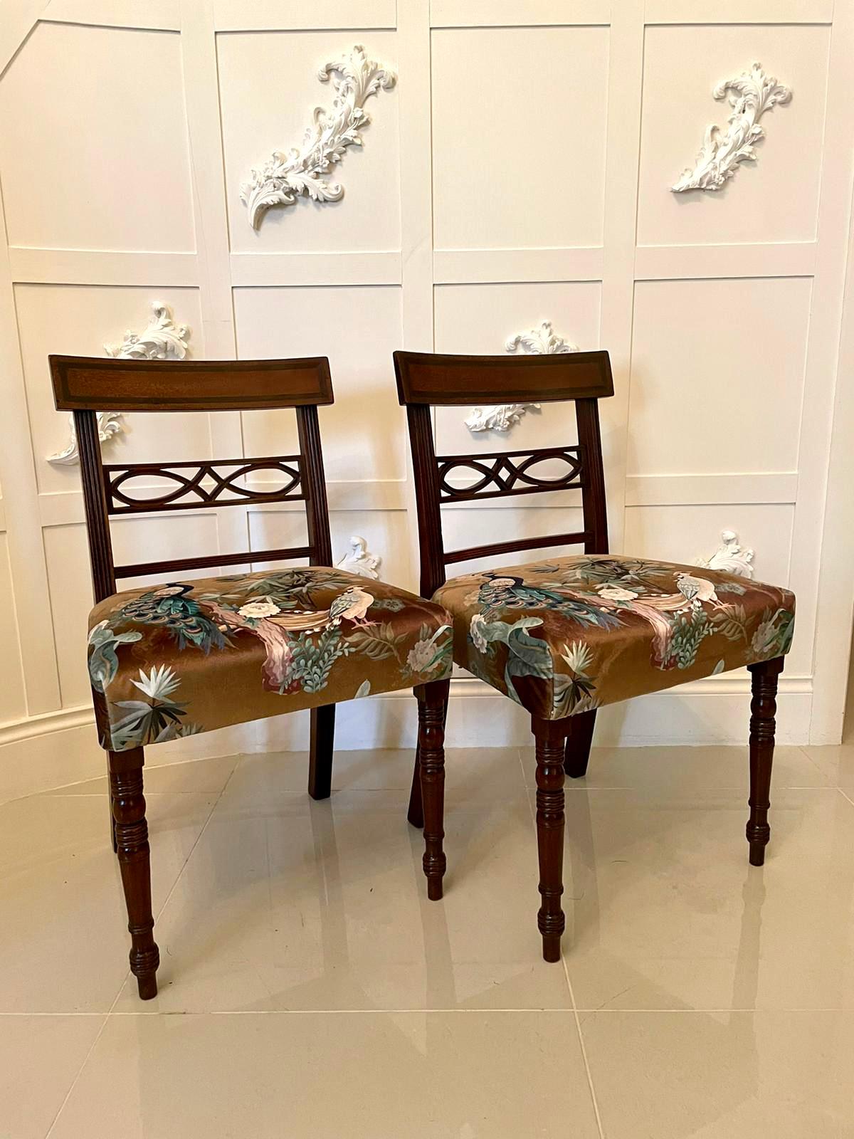 Set of Six Antique Regency Inlaid Mahogany Dining Chairs 1