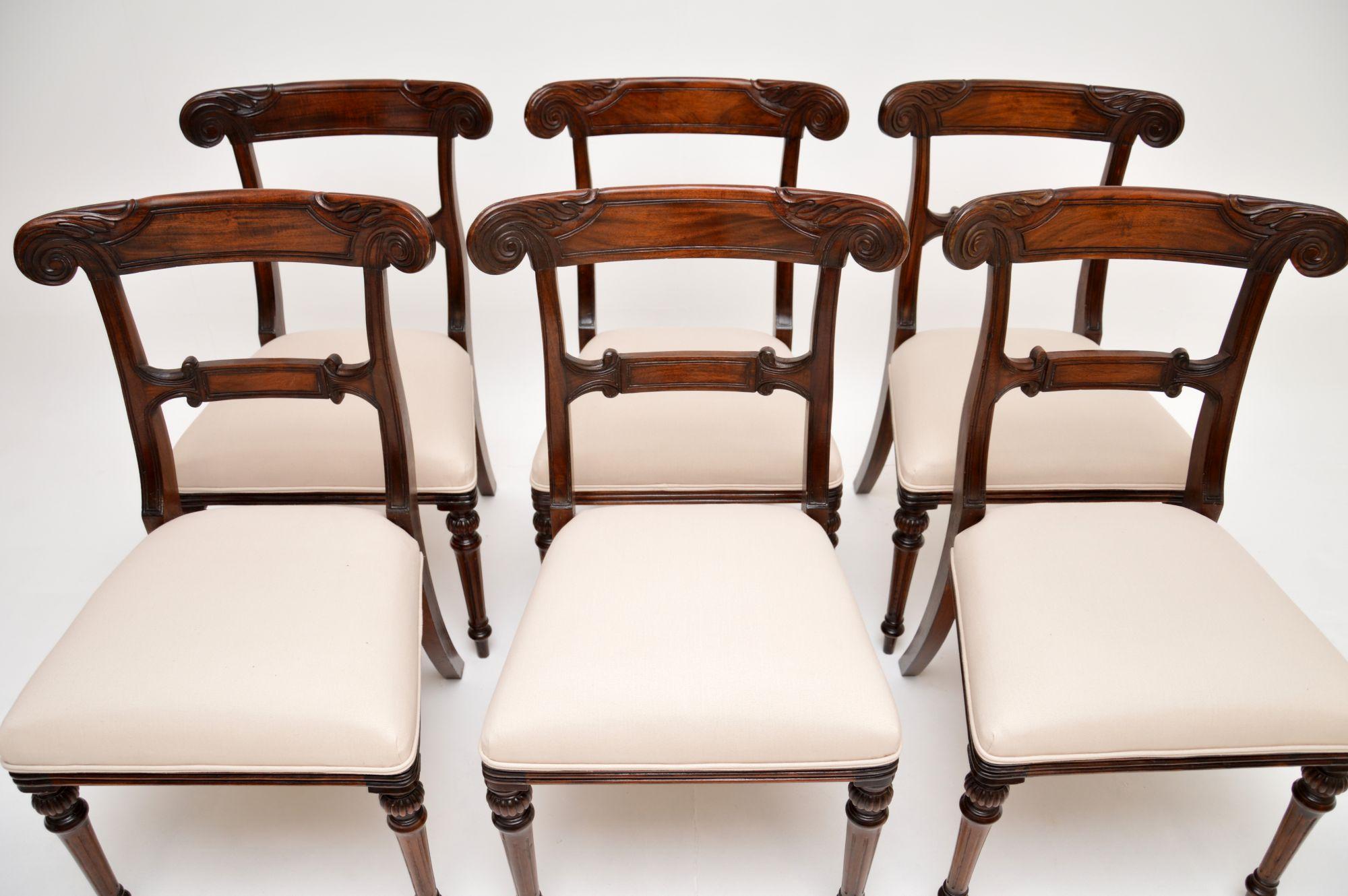 British Set of Six Antique Regency Period Dining Chairs