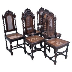Ensemble de six chaises anciennes de la Renaissance, France, vers 1880
