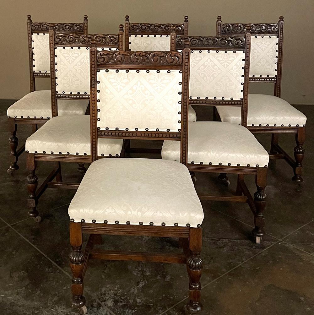 Renaissance Revival Set of Six Antique Renaissance Dining Chairs For Sale