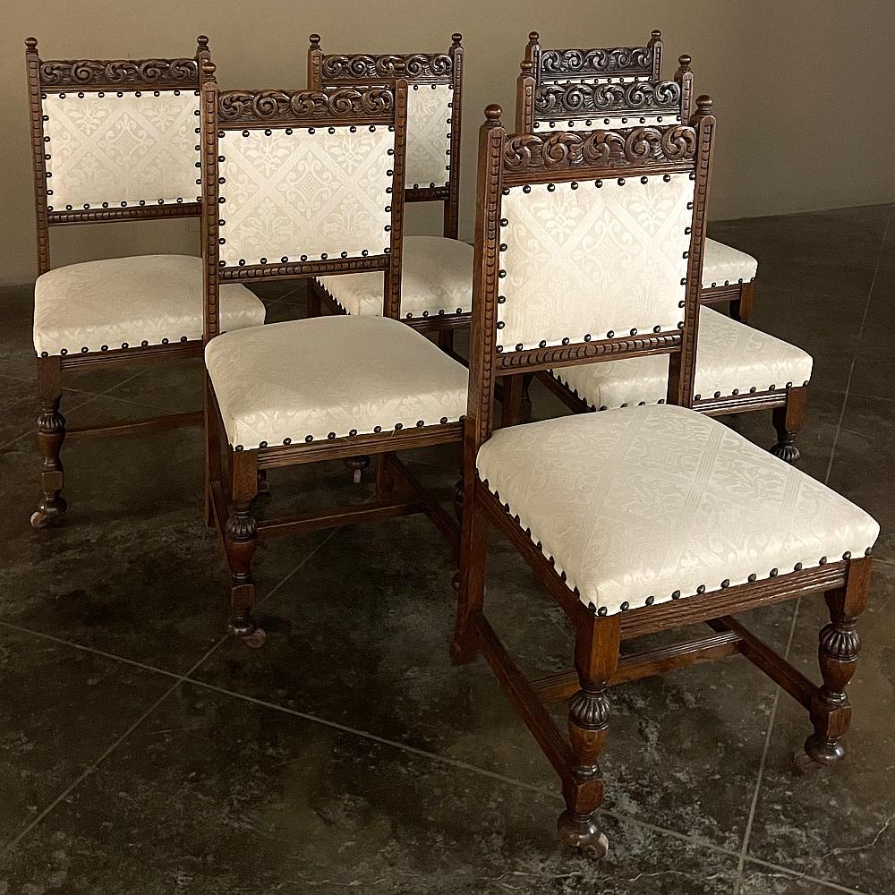 French Set of Six Antique Renaissance Dining Chairs For Sale