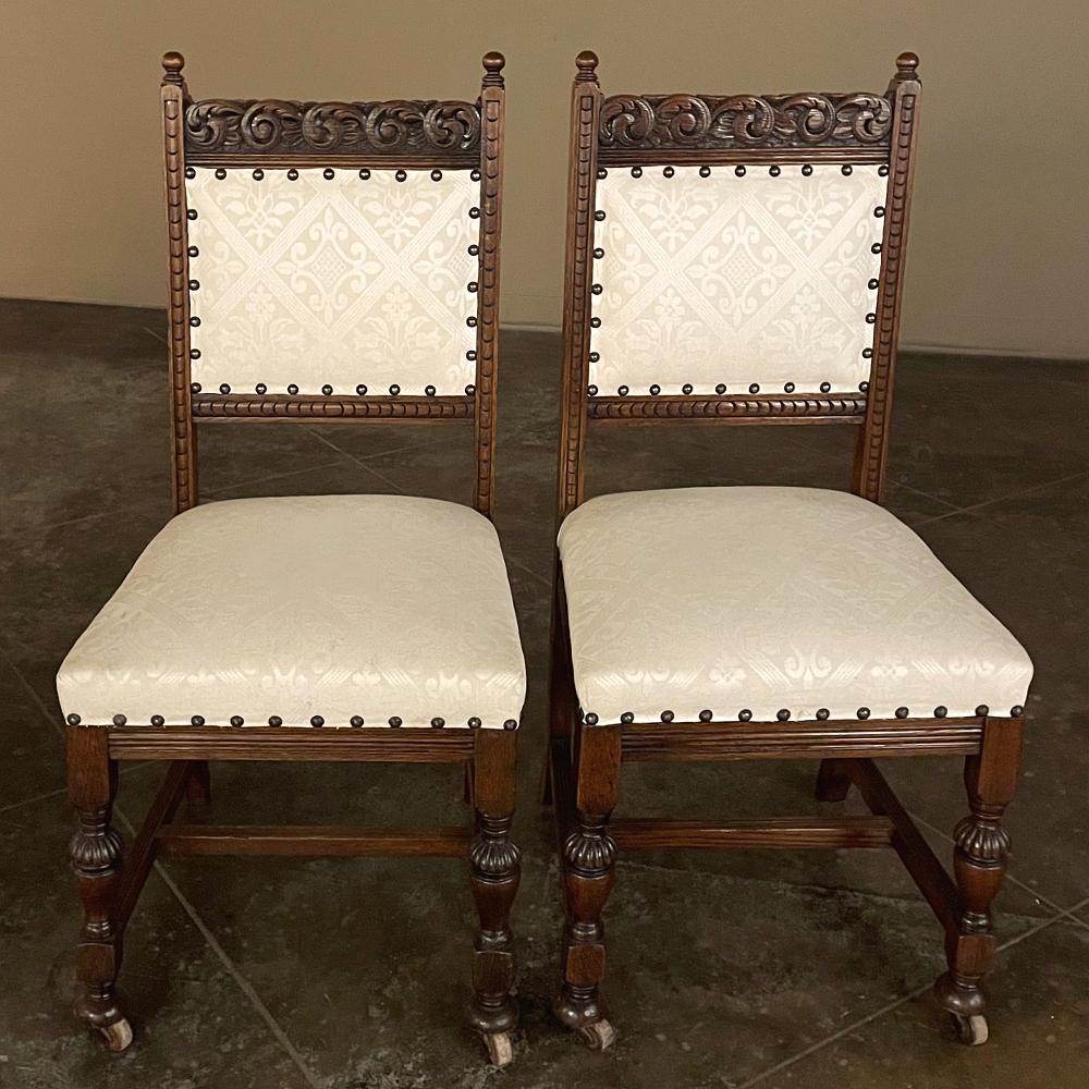 Oak Set of Six Antique Renaissance Dining Chairs For Sale