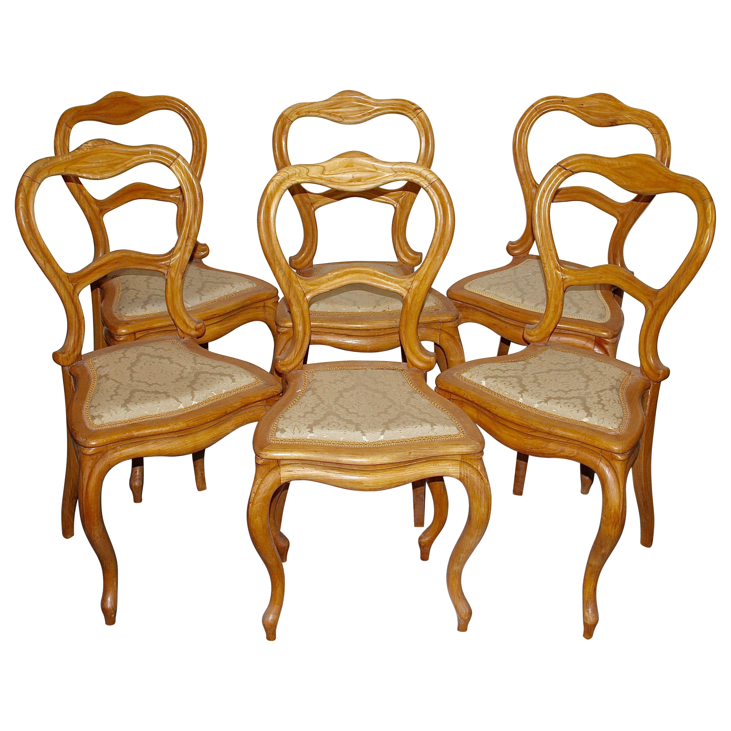 Ensemble de six chaises d'appoint anciennes, Allemagne, début du 19ème siècle