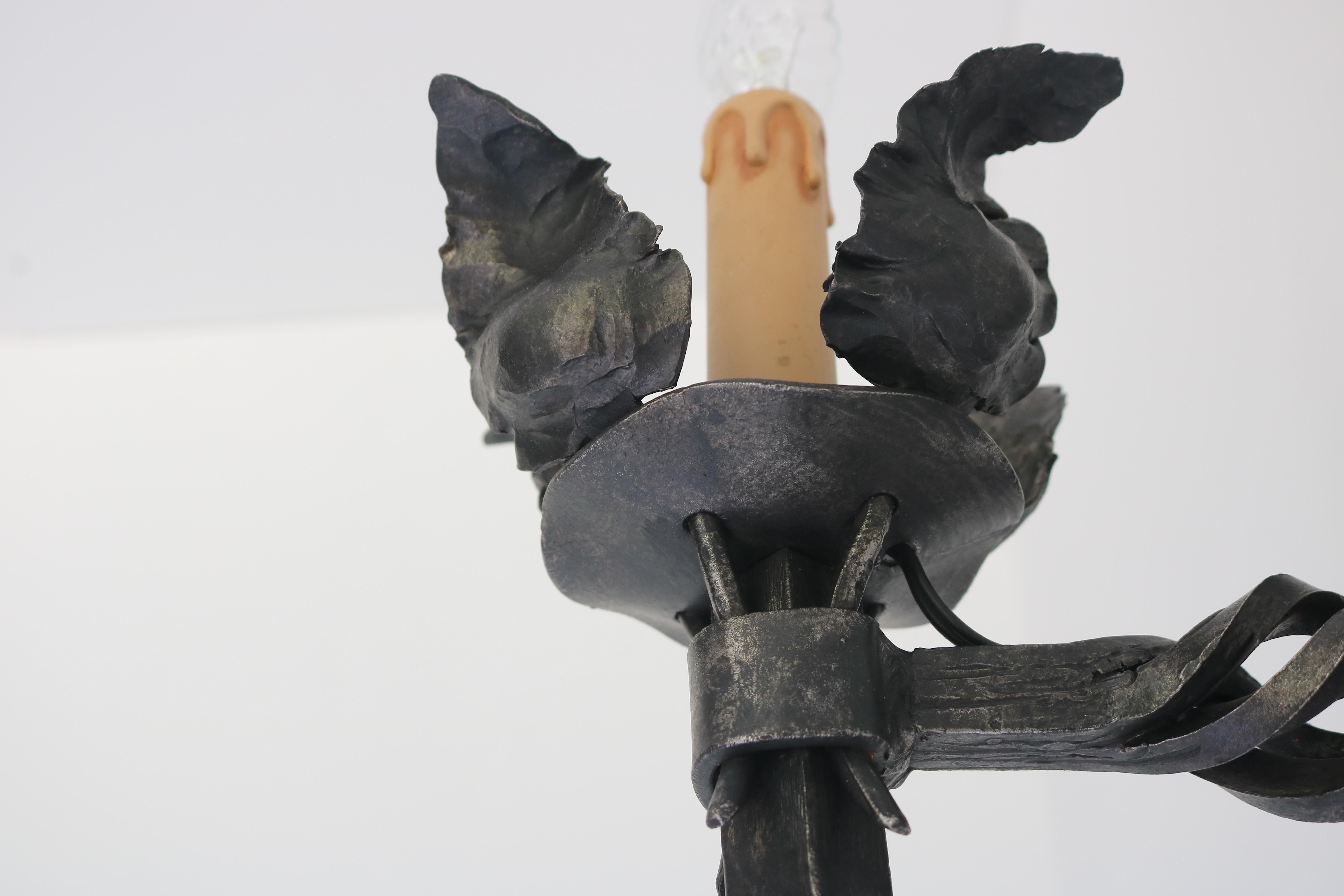 Set of six Antique Spanish Gothic Revival wall light / wall sconce wrought iron For Sale 3