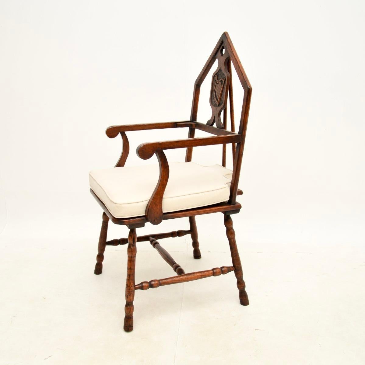 Carved Set of Six Antique Victorian Oak Masonic Dining Chairs For Sale