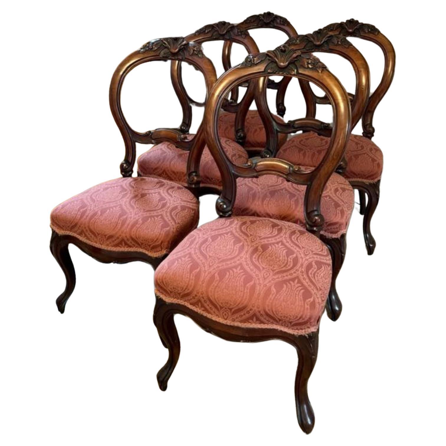 Set of six antique Victorian quality carved mahogany dining chairs
