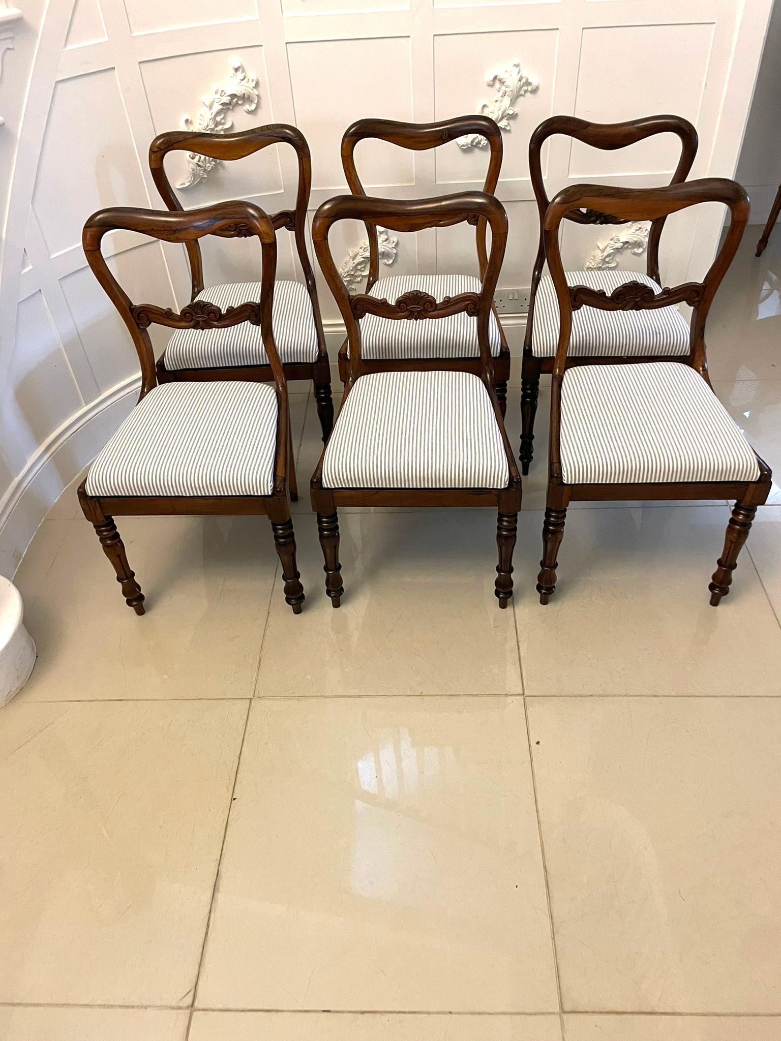 English Set of Six Antique Victorian Quality Rosewood Dining Chairs For Sale