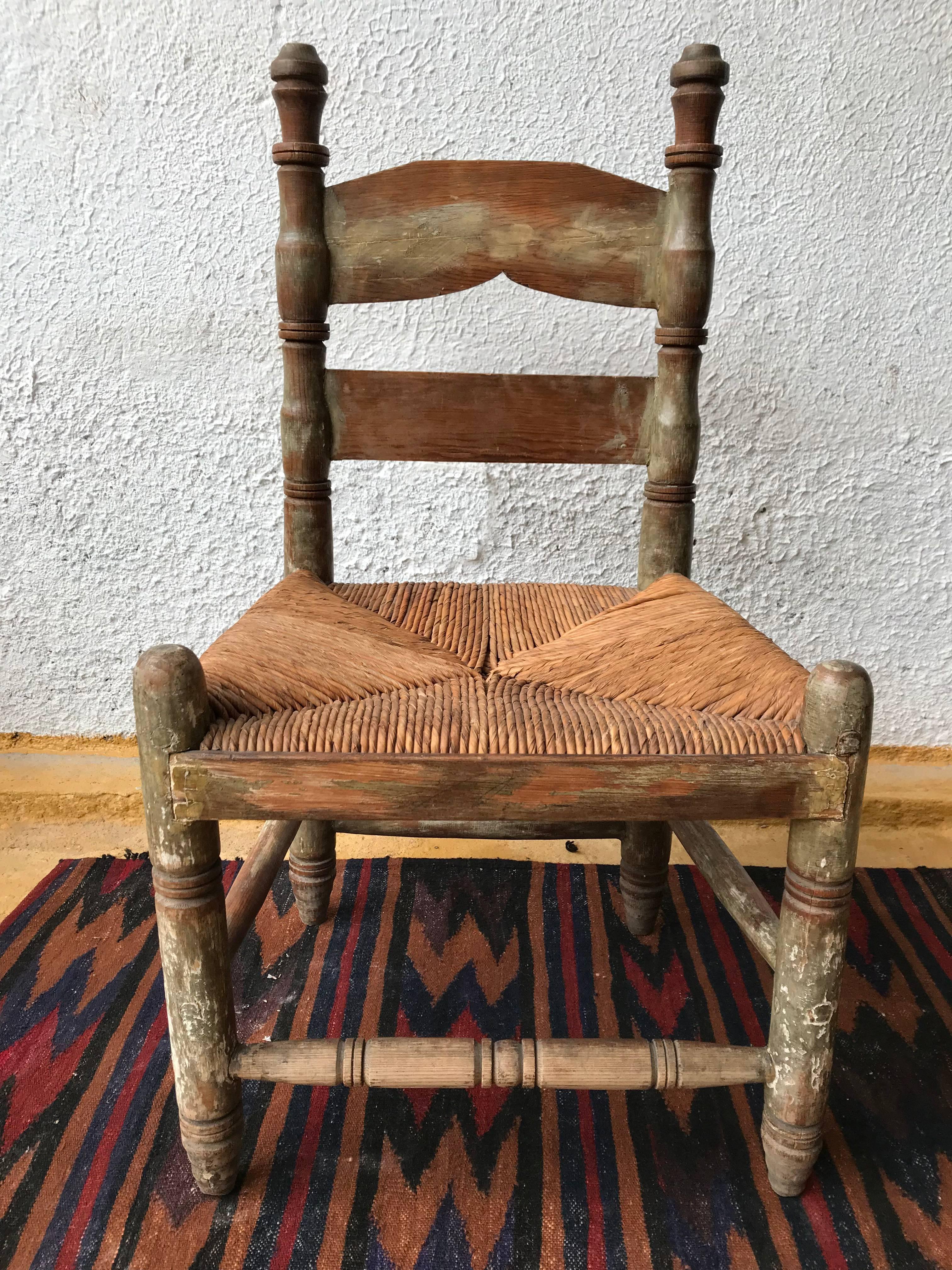 Carved Set of Six Antique Wood Chairs found in Zacatecas, México, circa 1900
