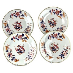 Juego de Seis Platos Antiguos Worcester Inglés Imari Rosa y Azul 1792-1803
