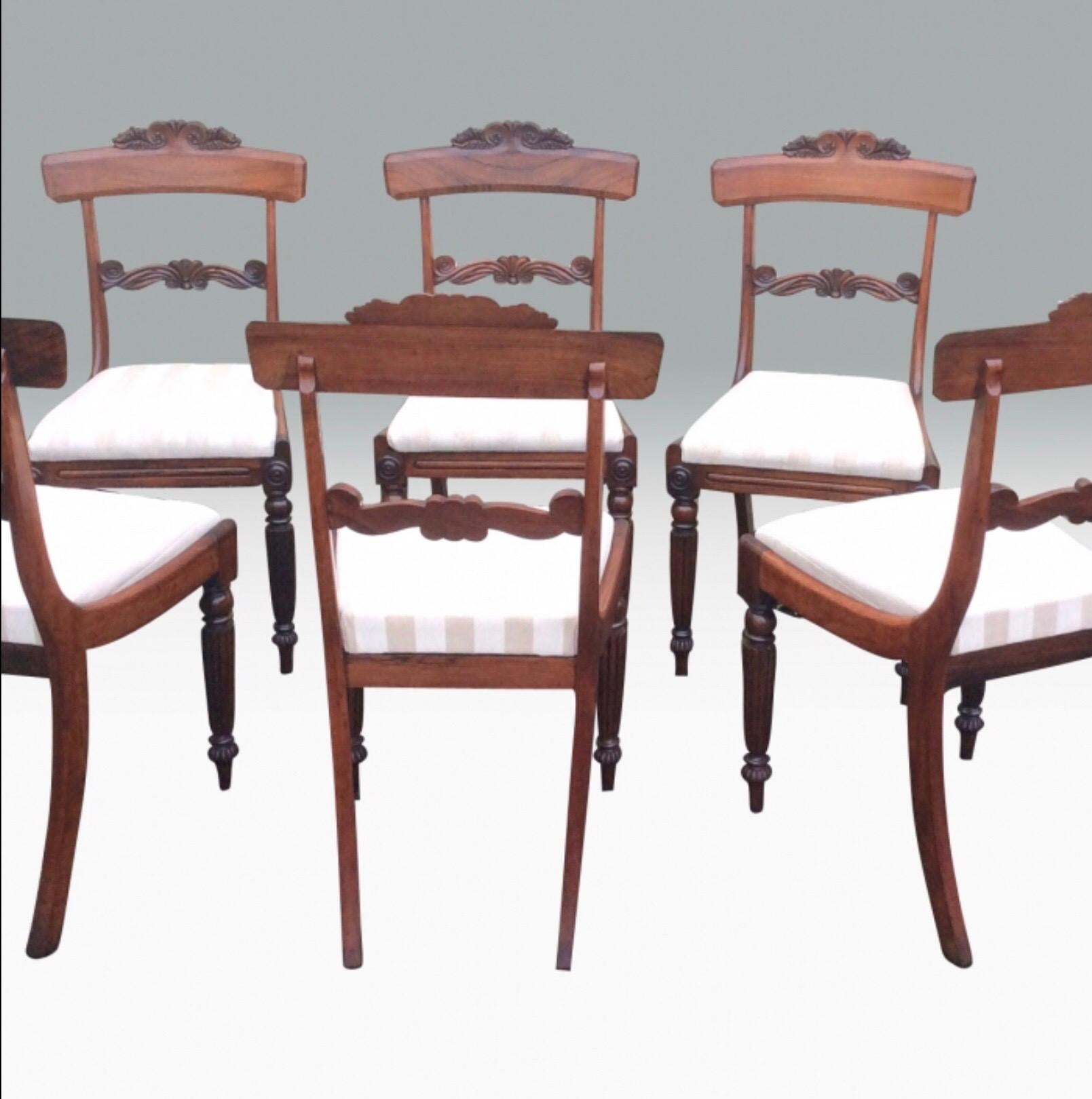 Regency Set of Six Antiqueregency Rosewood Dining Chairs For Sale
