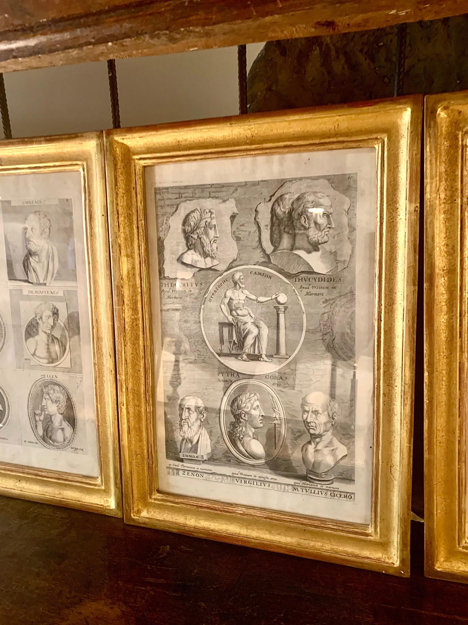 Set of Six Antiques Italian Neoclassical Engravings in Giltwood Frames 6