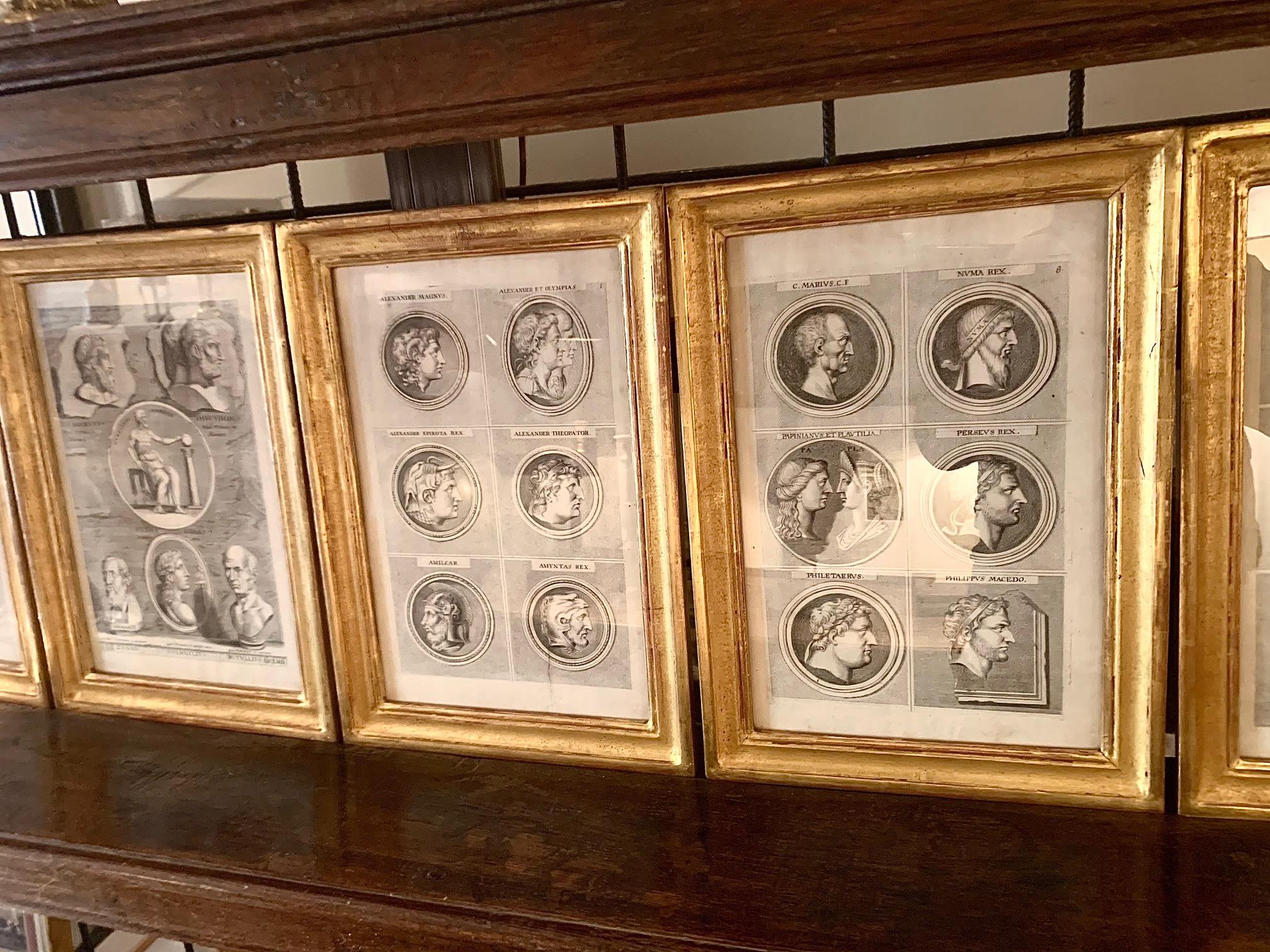 Set of Six Antiques Italian Neoclassical Engravings in Giltwood Frames 8