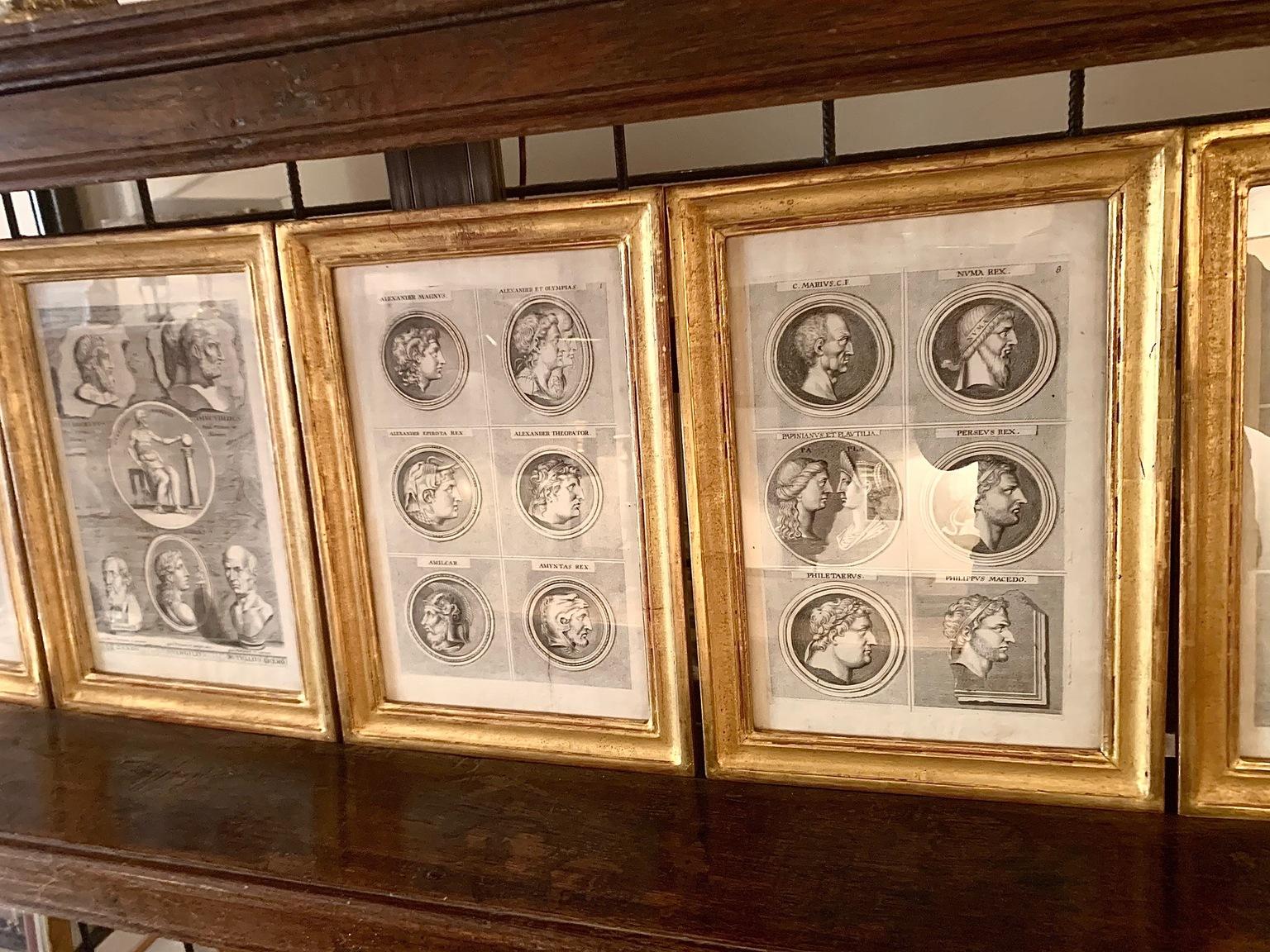 Set of Six Antiques Italian Neoclassical Engravings in Giltwood Frames 4