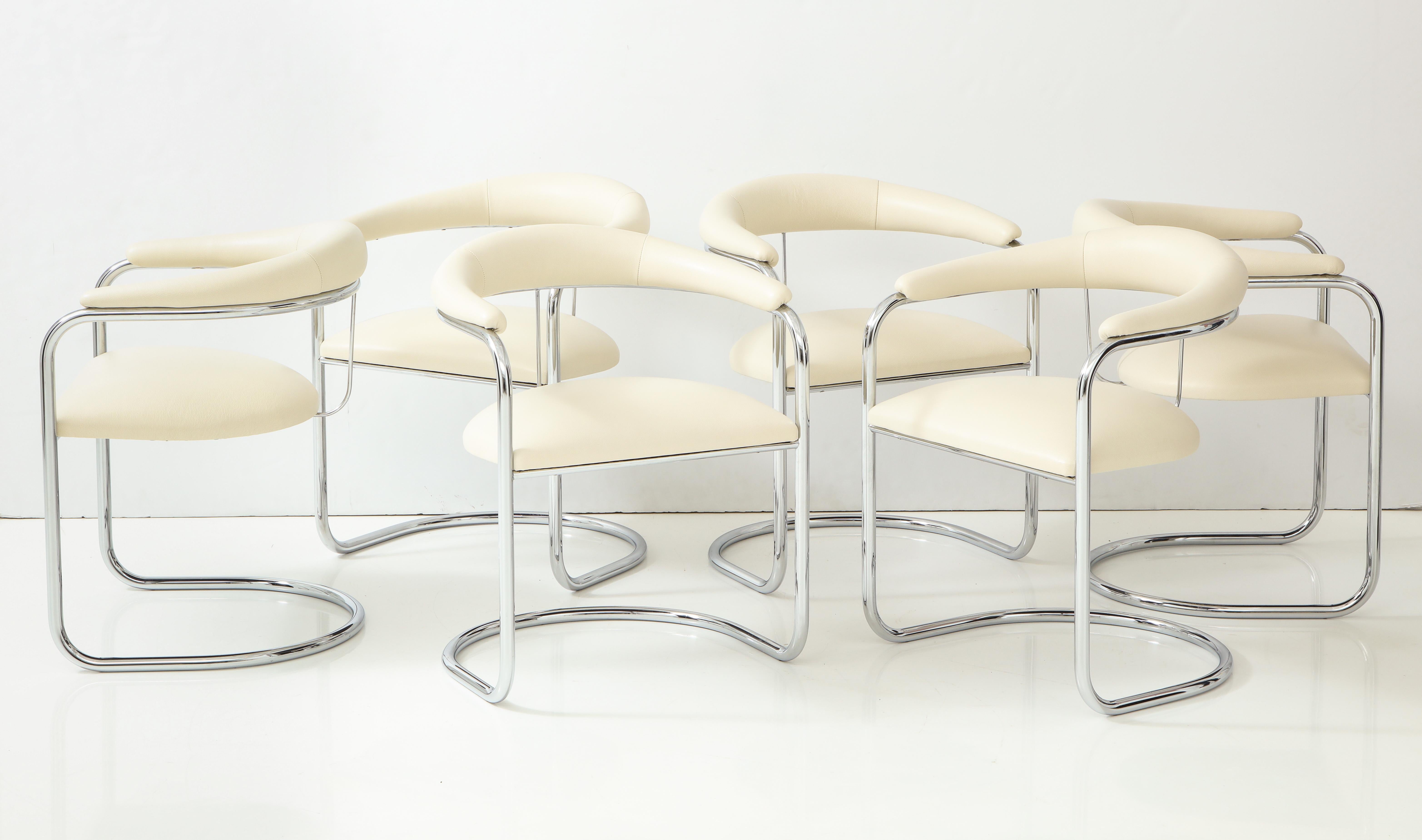American Set of Six Anton Lorenz for Thonet Chrome Chairs