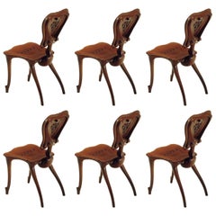 Set of Six Antoni Gaudi Calvet Chair in Solid Varnished Oak Set of Six Antoni Gaudi Calvet Chair in Solid Varnished Oak