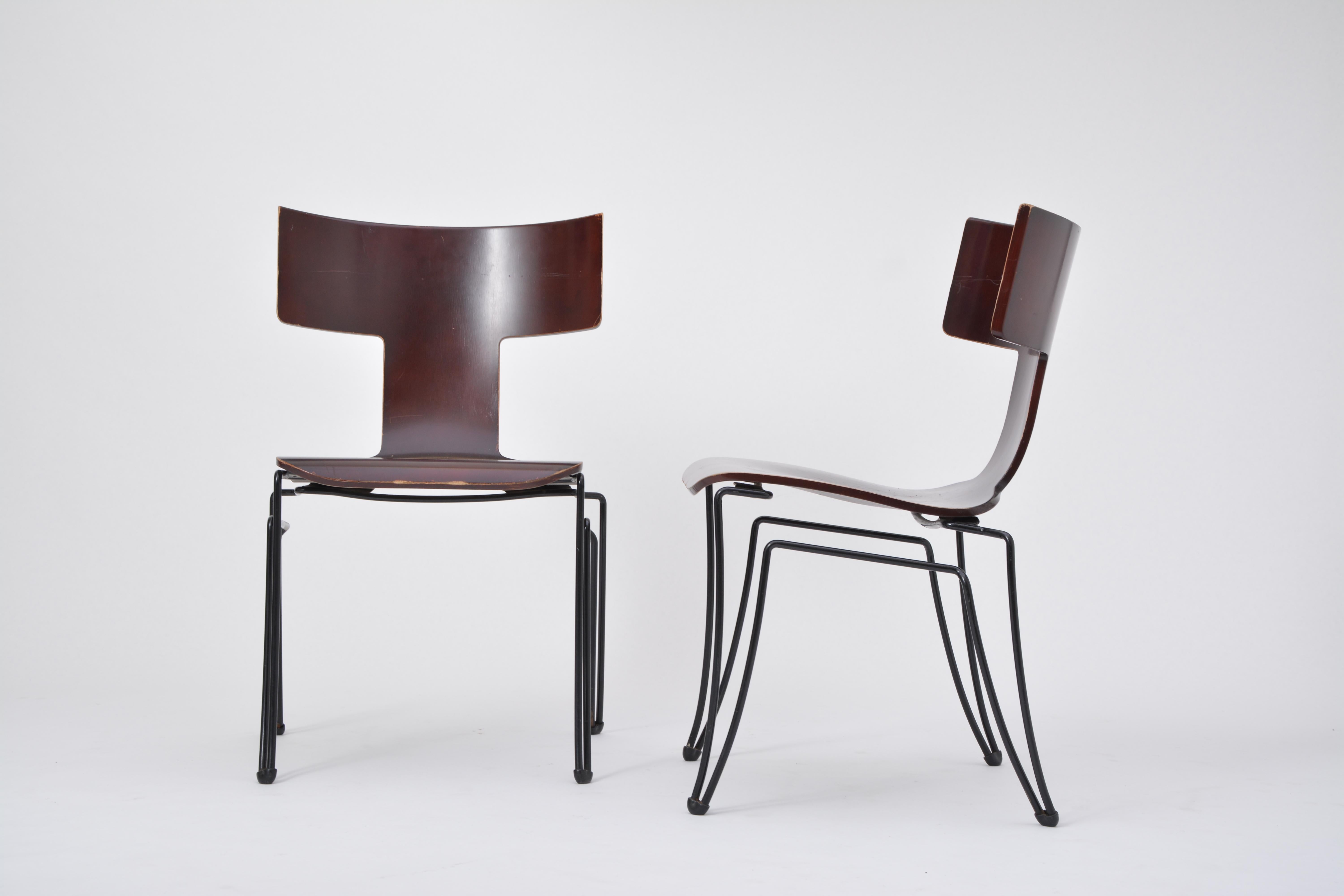 Mid-Century Modern Set of Six Anziano Dining Chairs by John Hutton for Donghia