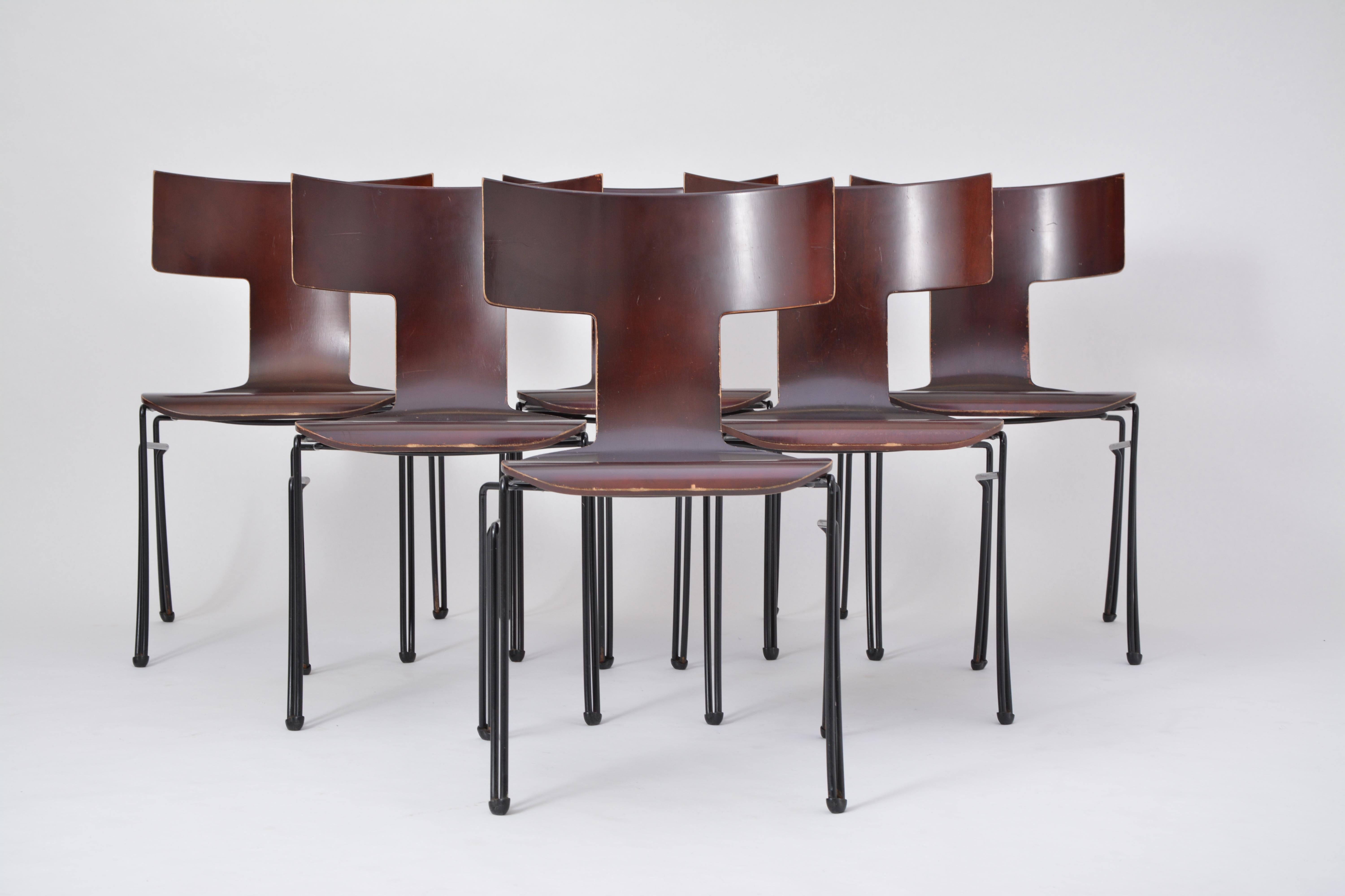 Steel Set of Six Anziano Dining Chairs by John Hutton for Donghia