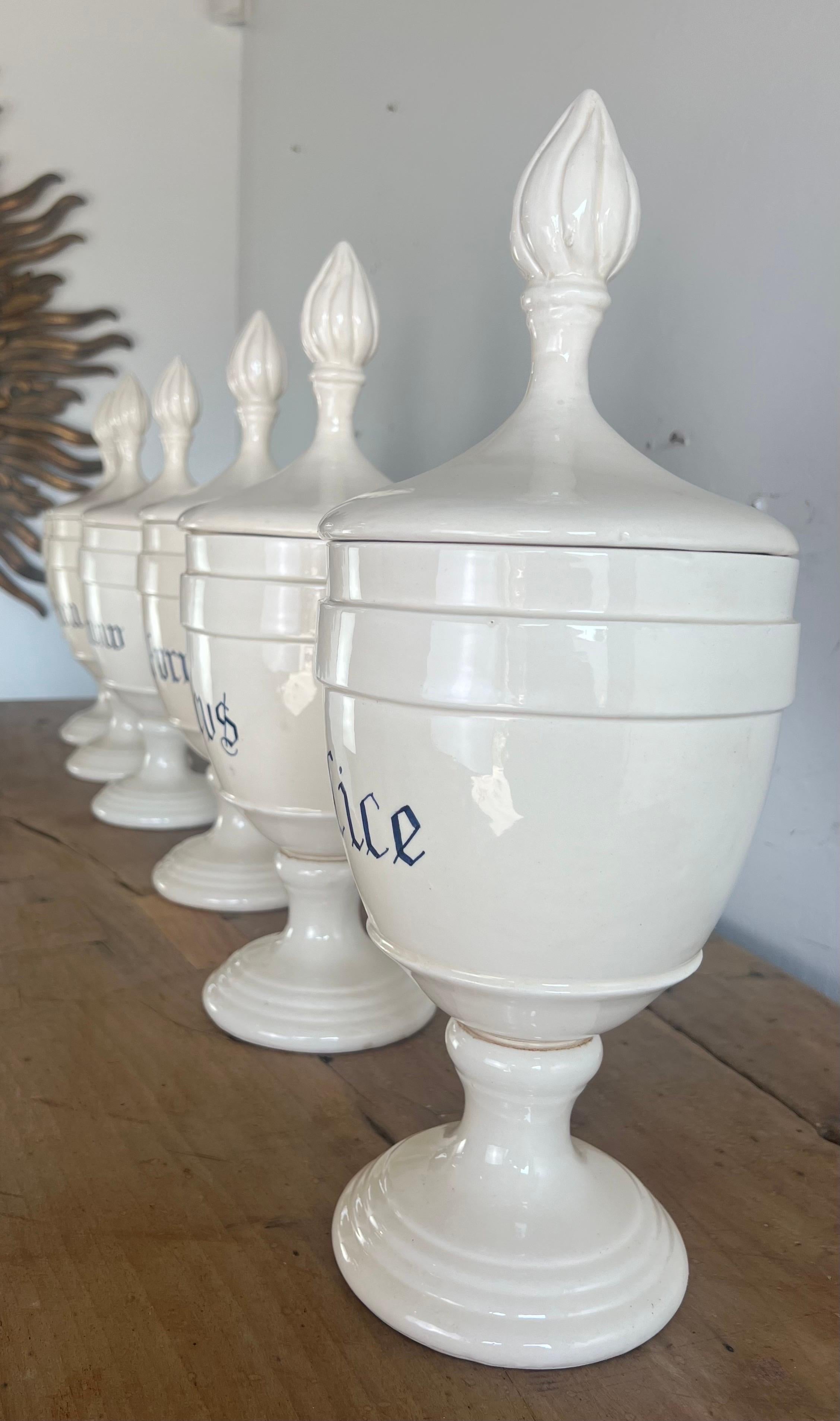 Set of Six Apothecary Jars w/ Lids For Sale 4