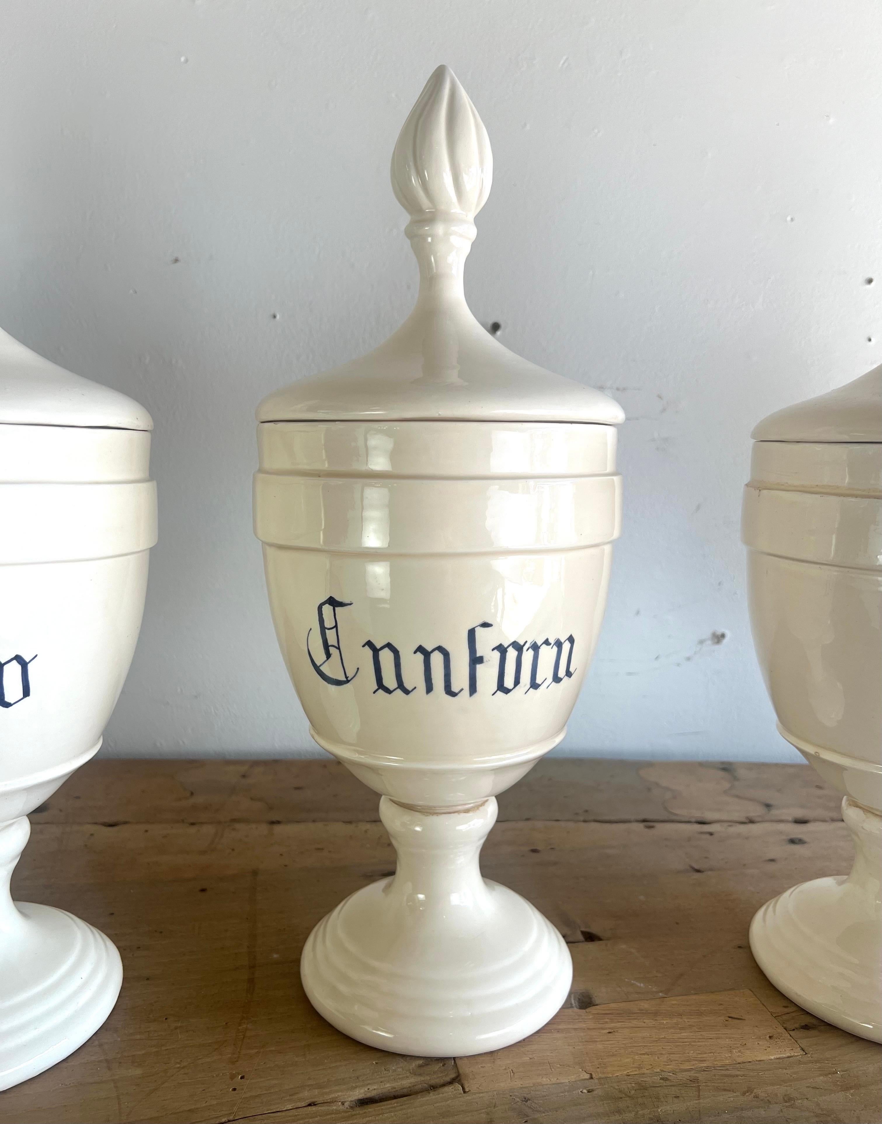 Italian Set of Six Apothecary Jars w/ Lids For Sale