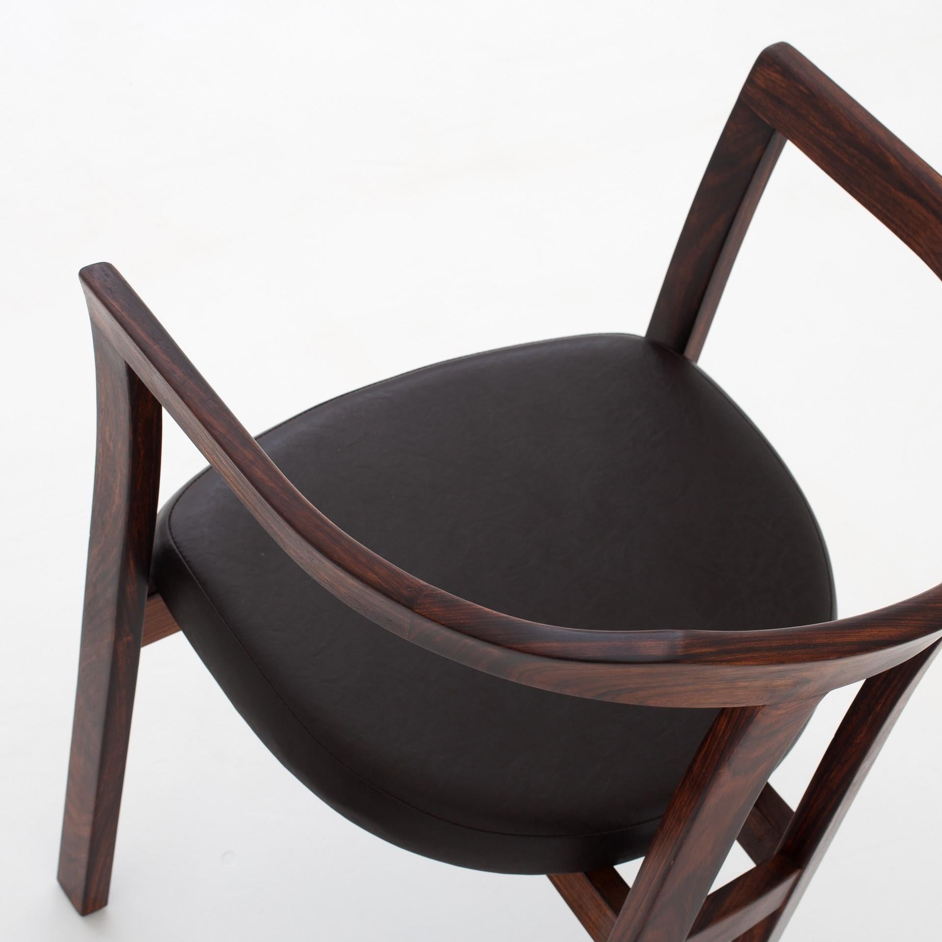 Rosewood Set of Six Armchairs by Hans Olsen