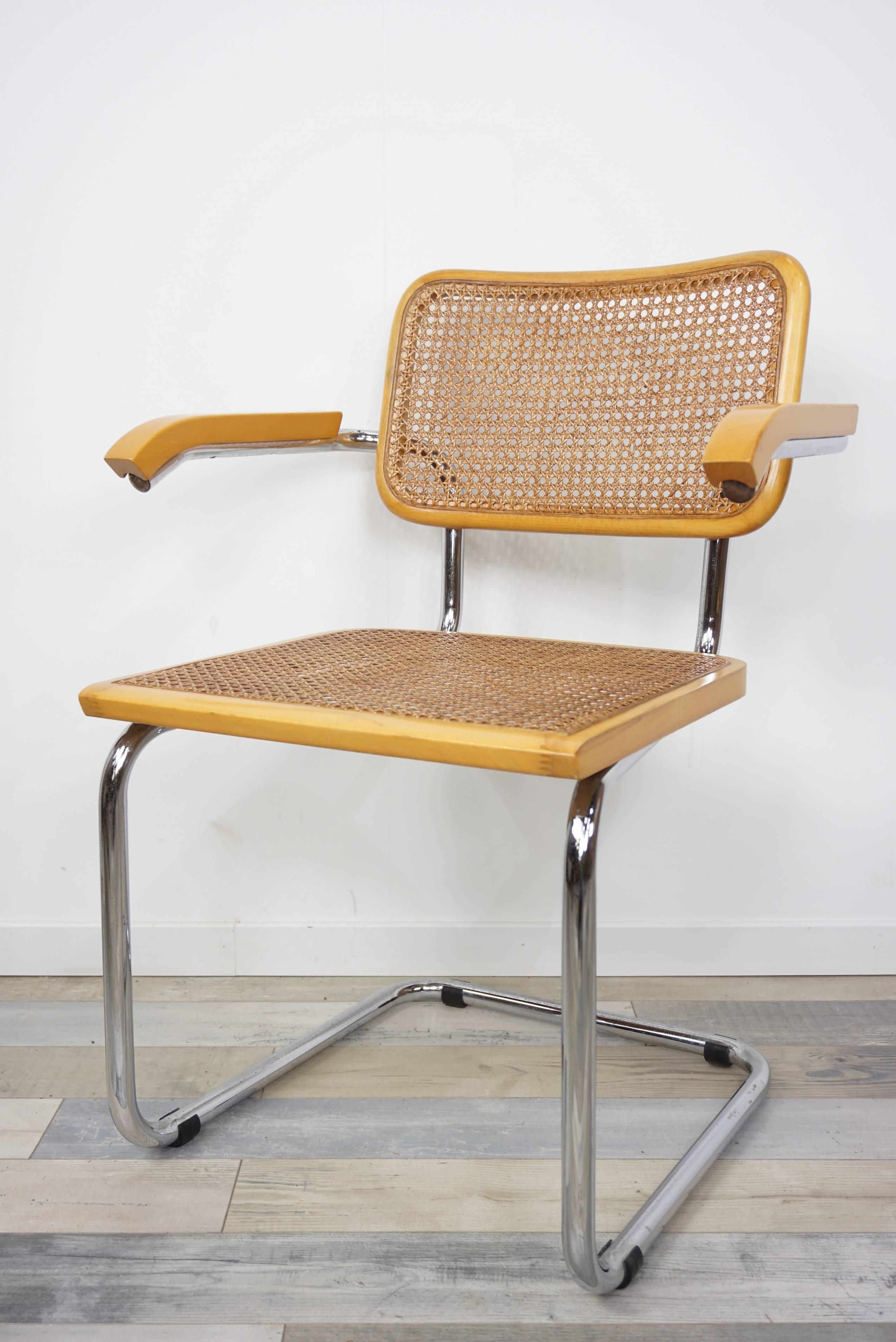 Set of six chairs Cesca B64 Marcel Breuer design, 1970s, Made in Italy, composed of a structure called 