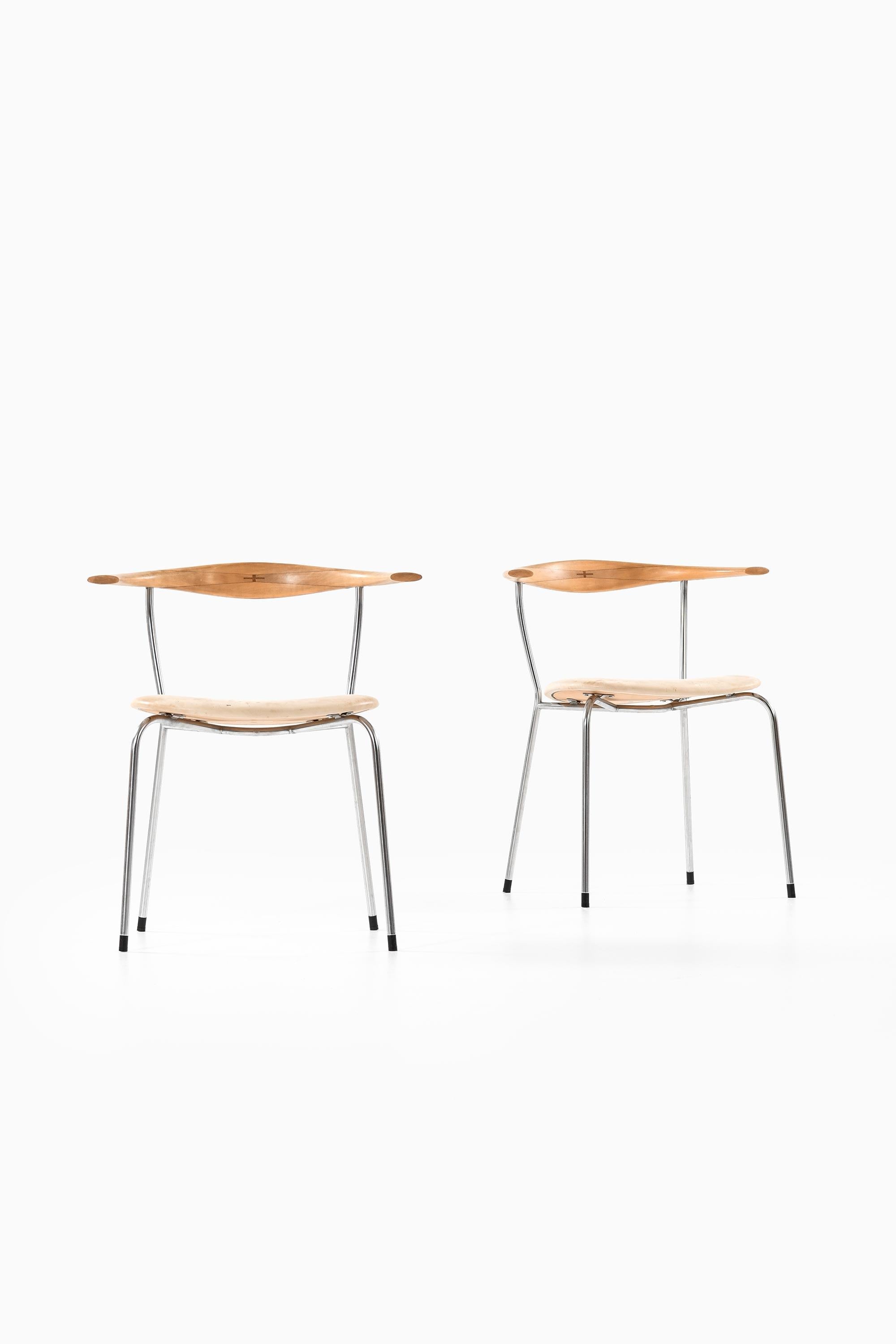 Scandinave moderne Ensemble de six fauteuils, Model No. JH-701, en bouleau et acier par Hans J. Wegner, années 1960 en vente