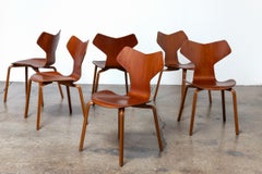 Set of Six Arne Jacobsen Grand Prix Chairs by Fritz Hansen Denmark 1960s