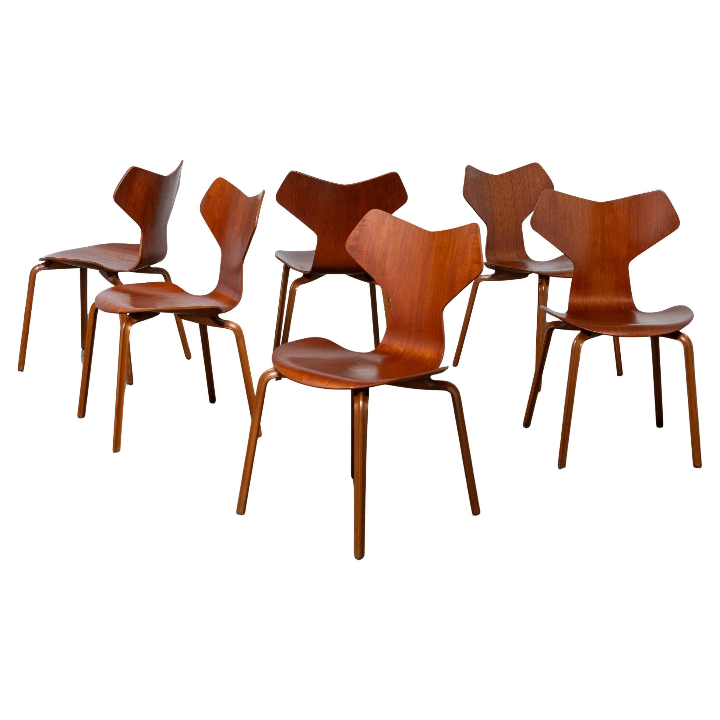 Set di sei sedie Grand Prix di Arne Jacobsen di Fritz Hansen Danimarca anni '60