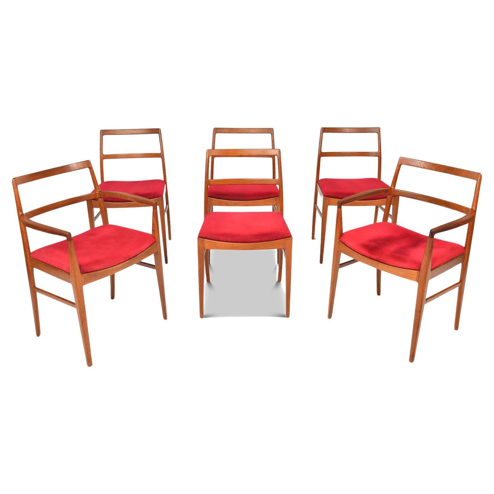 Ensemble de six chaises de salle à manger Arne Vodder en teck