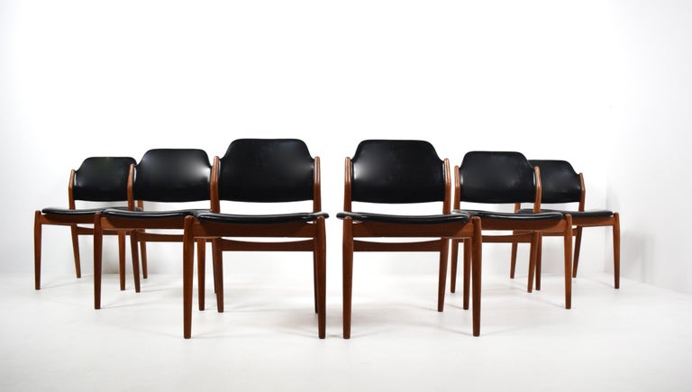 Danish Set of Six Arne Vodder Dining Chairs Model 62 for Sibast, Denmark, 1960s For Sale