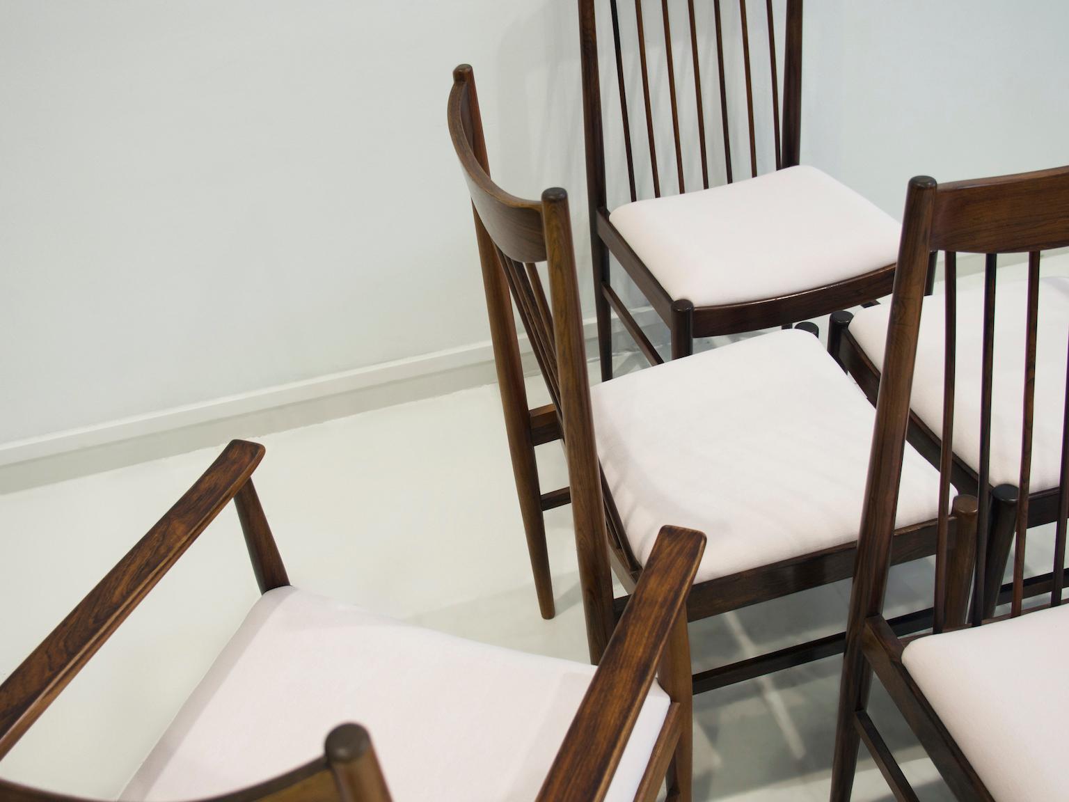 20th Century Set of Six Arne Vodder Model 422 Wooden Dining Chairs with Fabric Upholstery For Sale