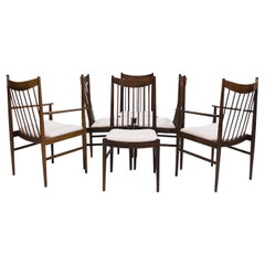 Set of Six Arne Vodder Model 422 Wooden Dining Chairs with Fabric Upholstery
