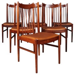 Set of Six Arne Vodder Rosewood Chairs, Model 422, Made by Sibast
