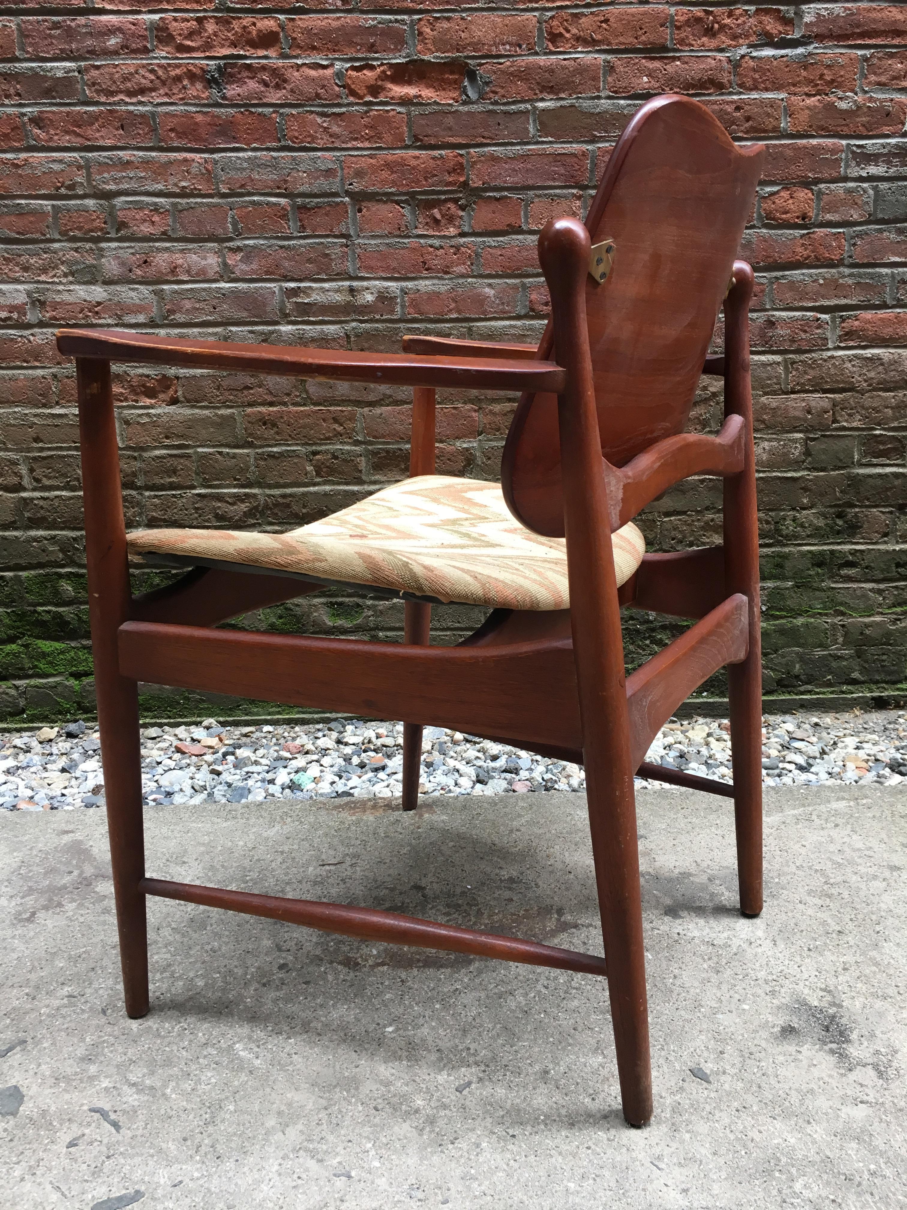 Upholstery Set of Six Arne Vodder Teak and Cane Back Dining Chairs