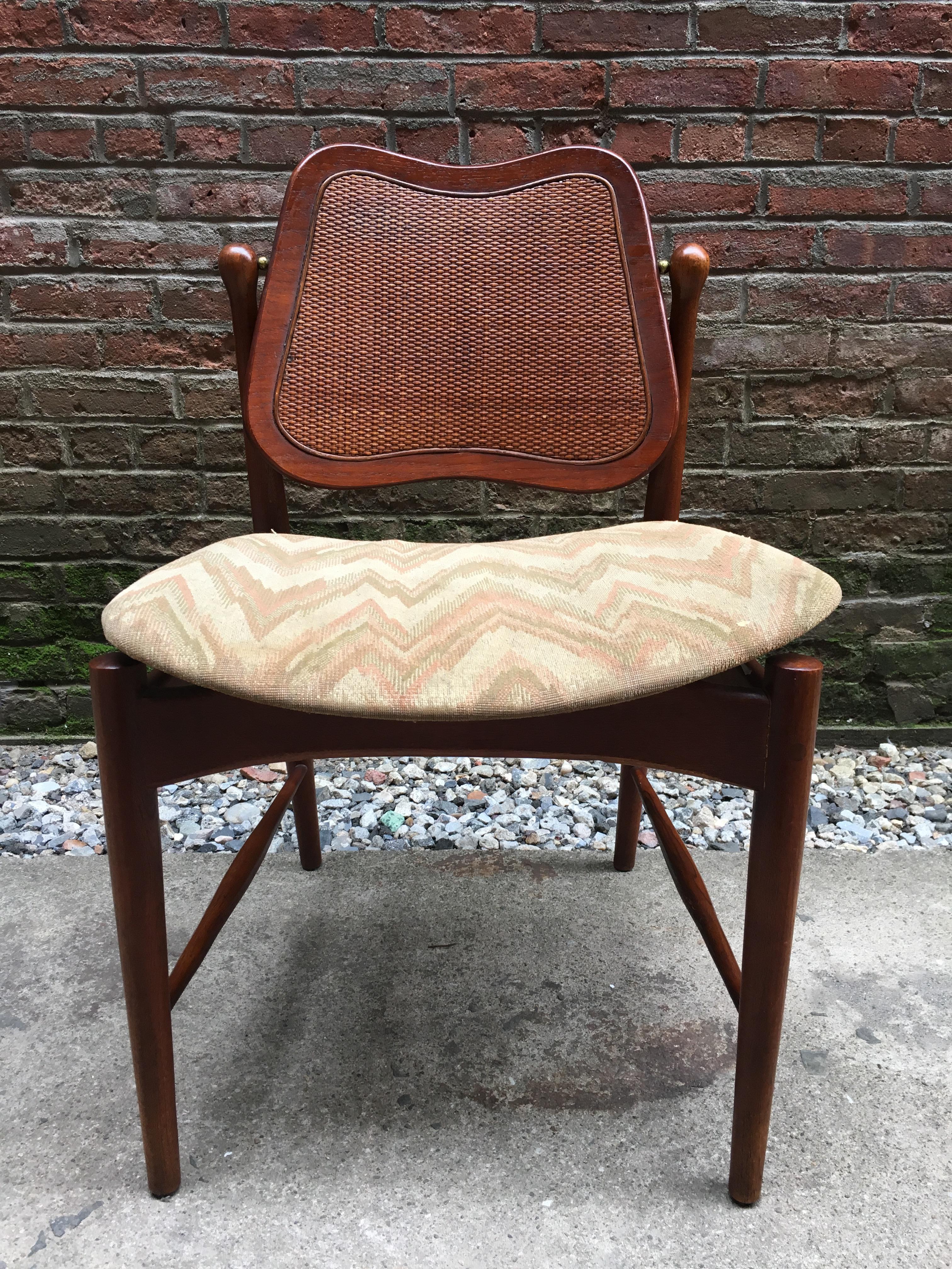 Set of Six Arne Vodder Teak and Cane Back Dining Chairs 1
