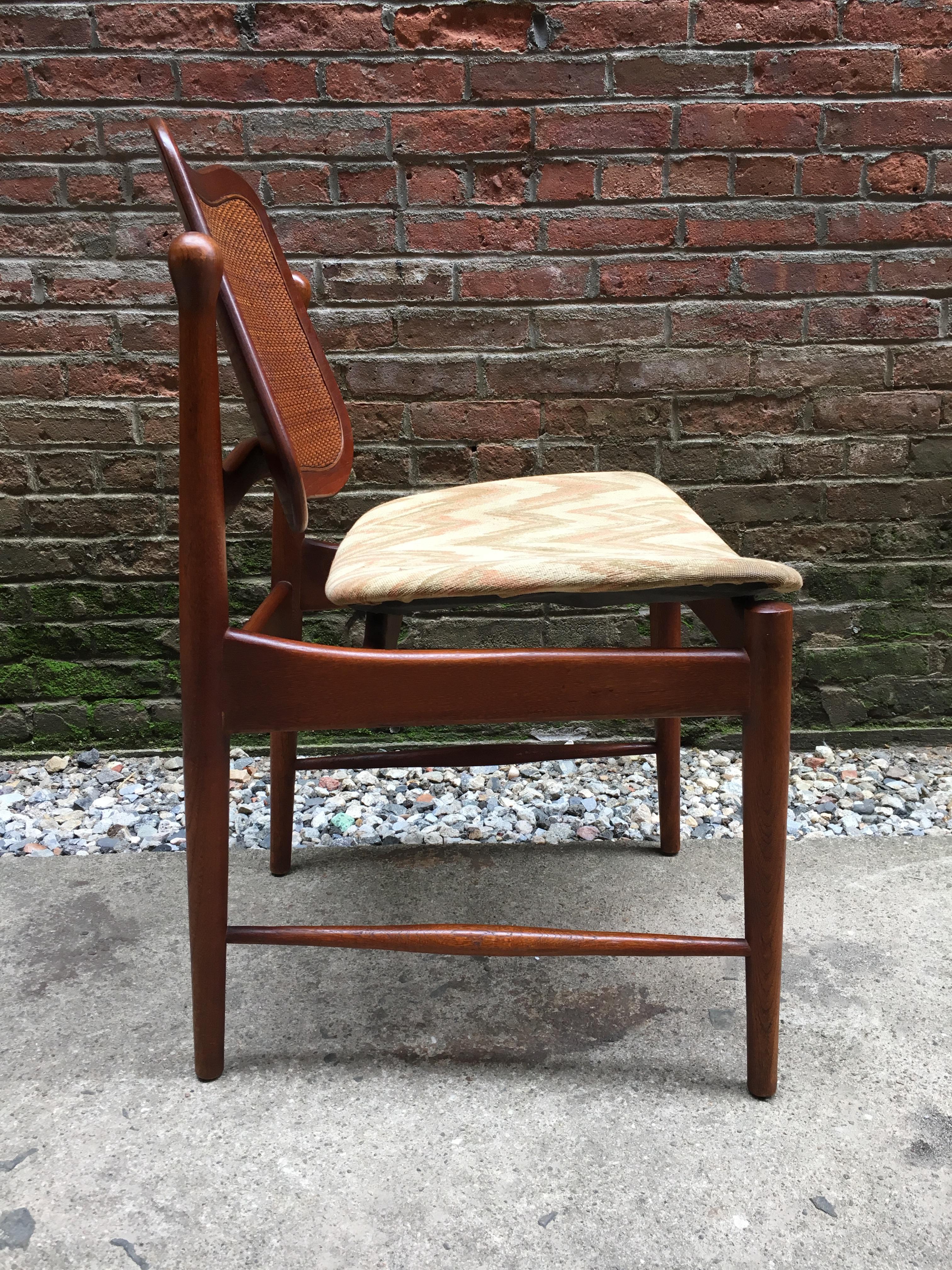 Set of Six Arne Vodder Teak and Cane Back Dining Chairs 2