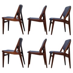 Set of Six Arne Vodder Tilt Back Dining Chairs 
