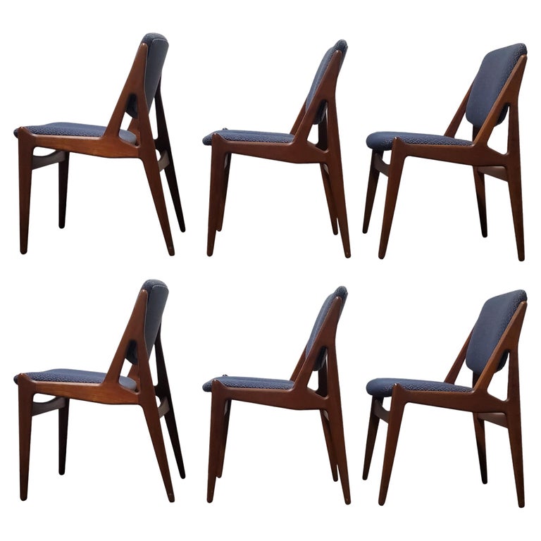 Set of Six Arne Vodder Tilt Back Dining Chairs at 1stDibs