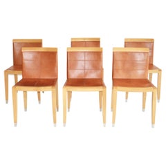 Set of Six ‘Aro’ Leather Dining Chairs by Chi Wing Lo for Giorgetti, Italy