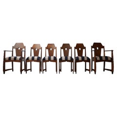 Vintage Set of Six Art Deco Amsterdam School Dining Chairs '6'