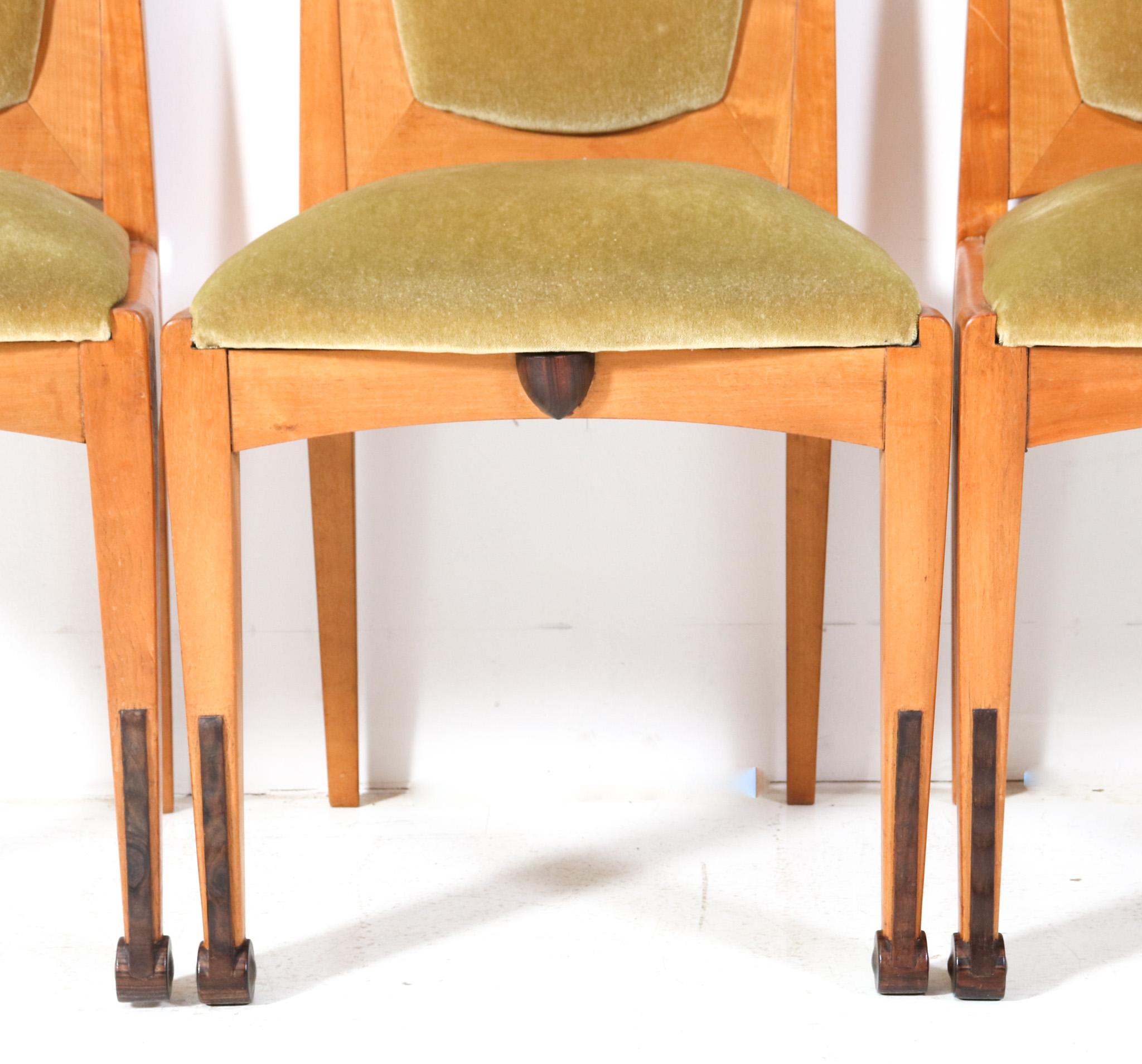Ensemble de six chaises de salle à manger Art Déco de l'école Amsterdamse par J.J. Zijfers, années 1920 en vente 5