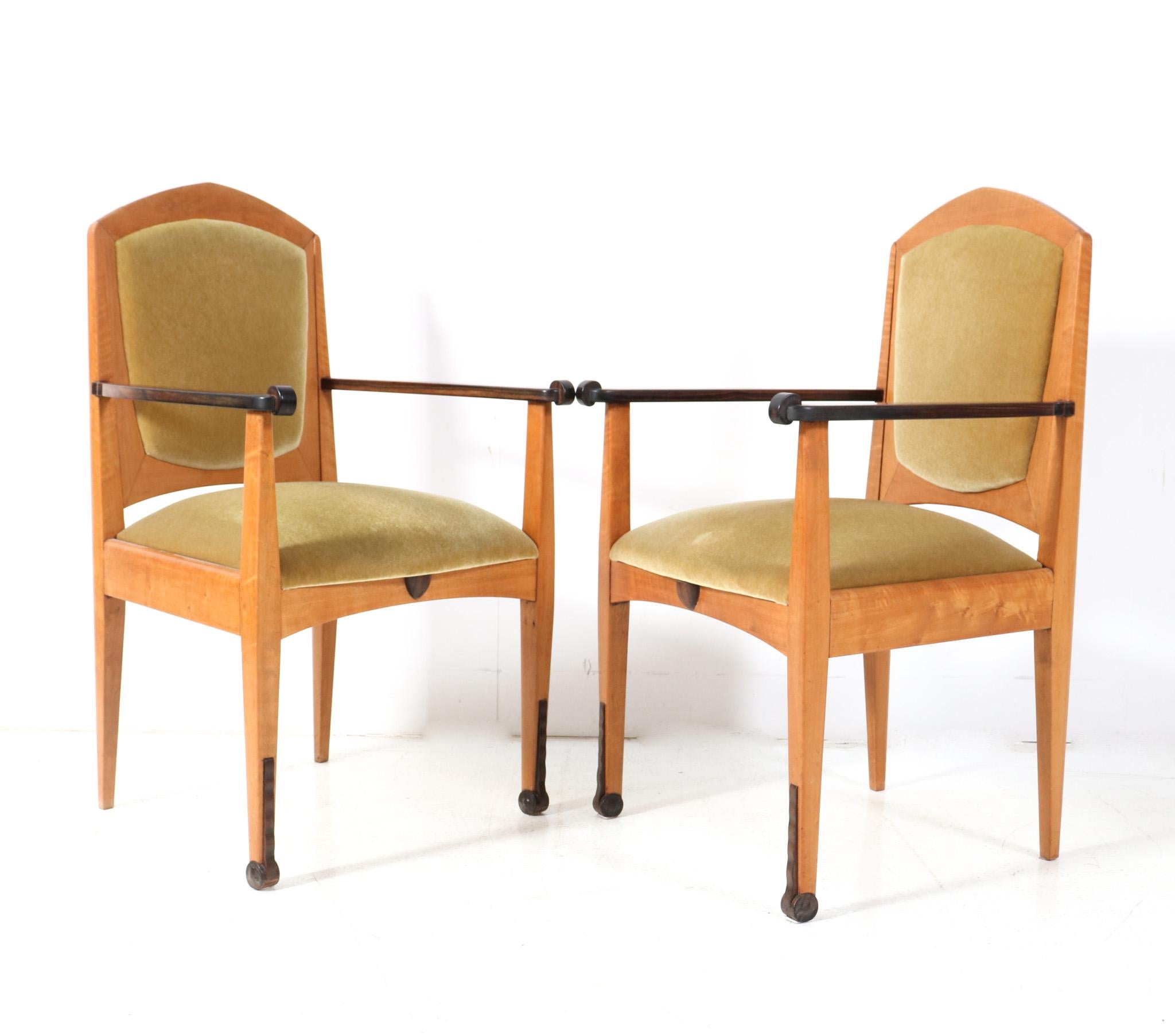 Dutch Set of Six Art Deco Amsterdamse School Dining Room Chairs by J.J. Zijfers, 1920s For Sale