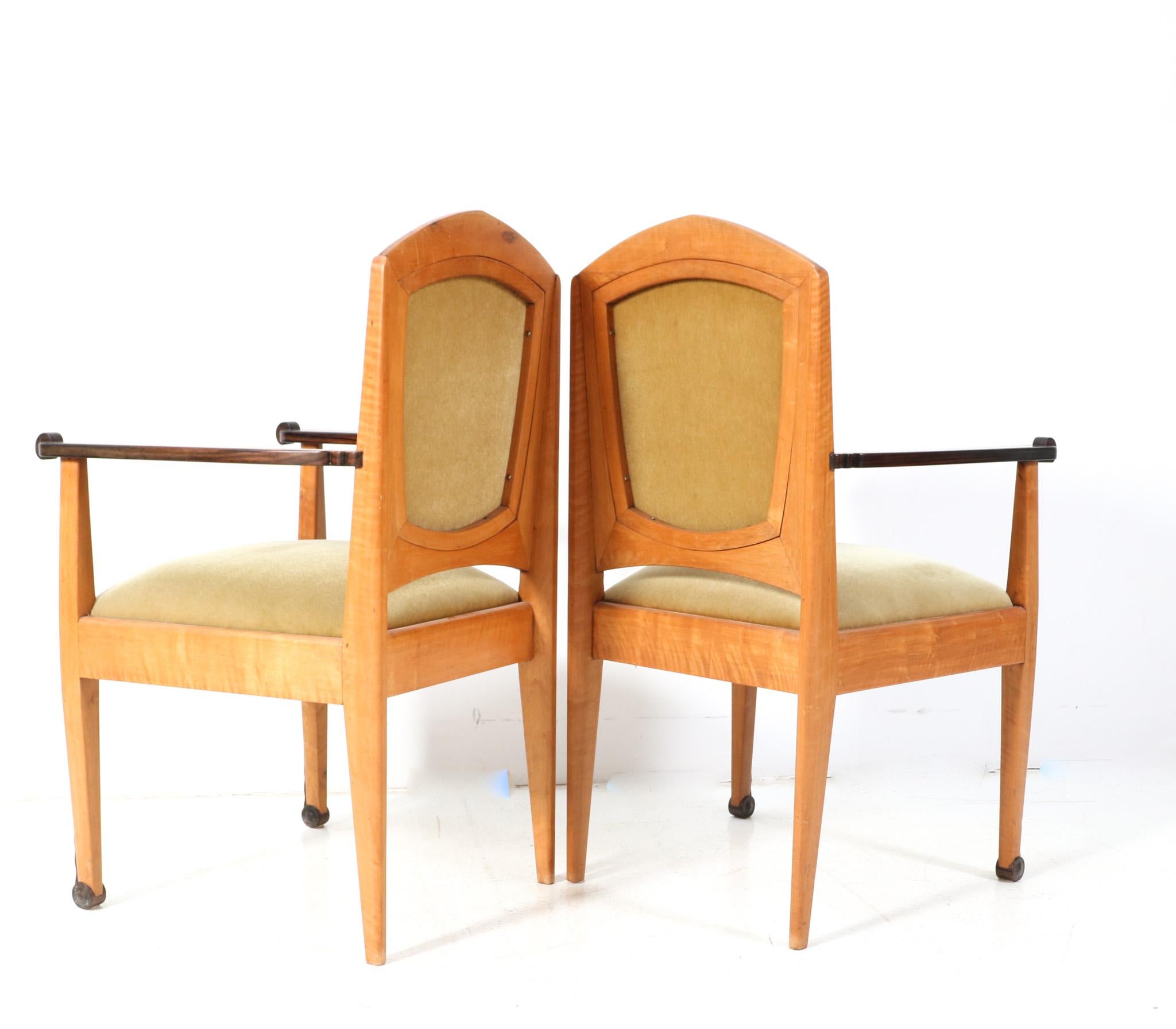 Ensemble de six chaises de salle à manger Art Déco de l'école Amsterdamse par J.J. Zijfers, années 1920 en vente 3