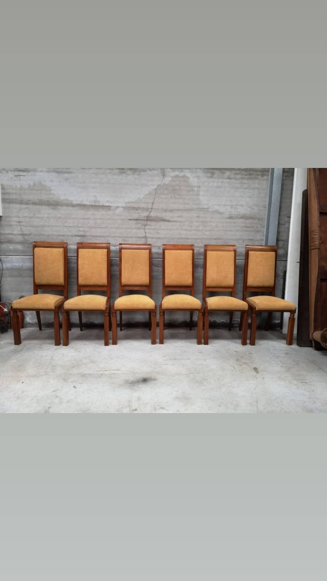 Mid-Century Modern Set of Six Art Deco Chairs by Baptistin Spade