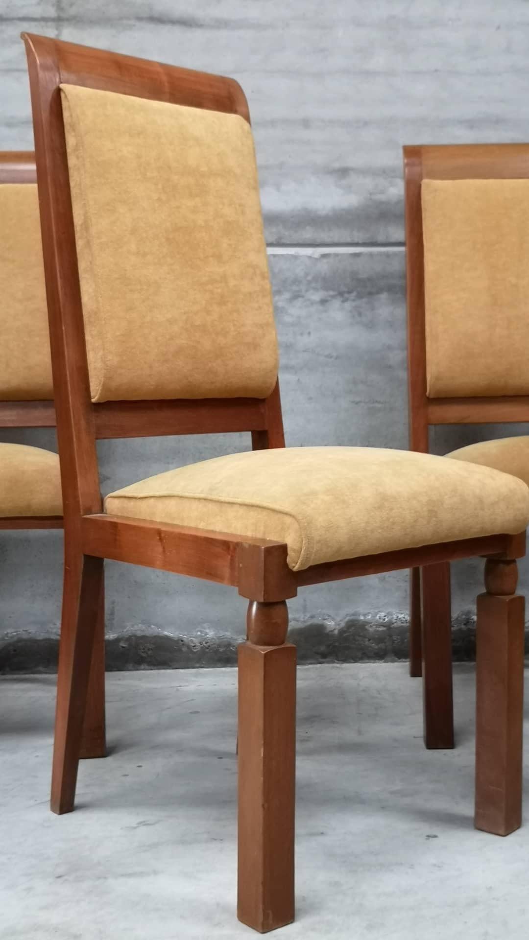 French Set of Six Art Deco Chairs by Baptistin Spade