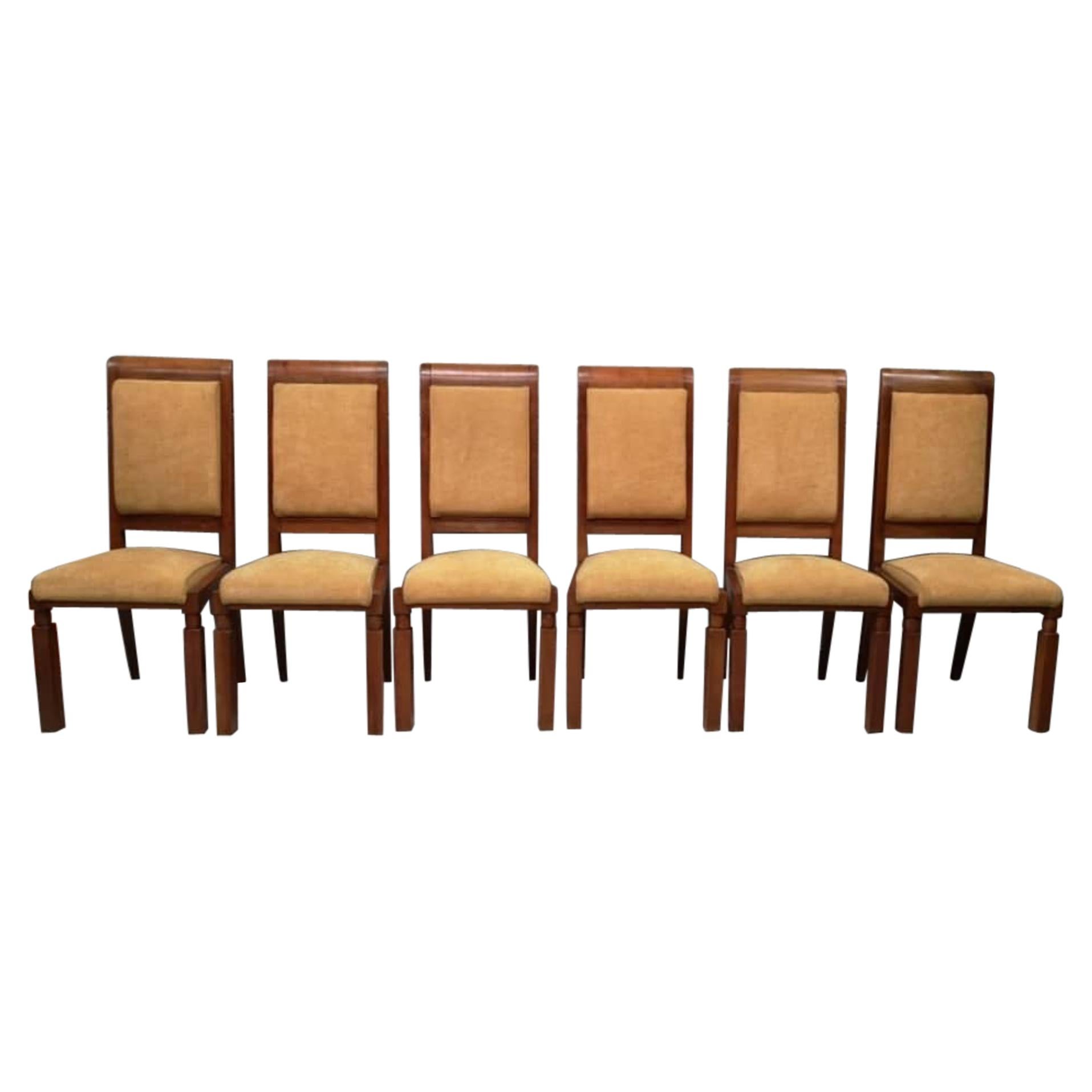 Set of Six Art Deco Chairs by Baptistin Spade